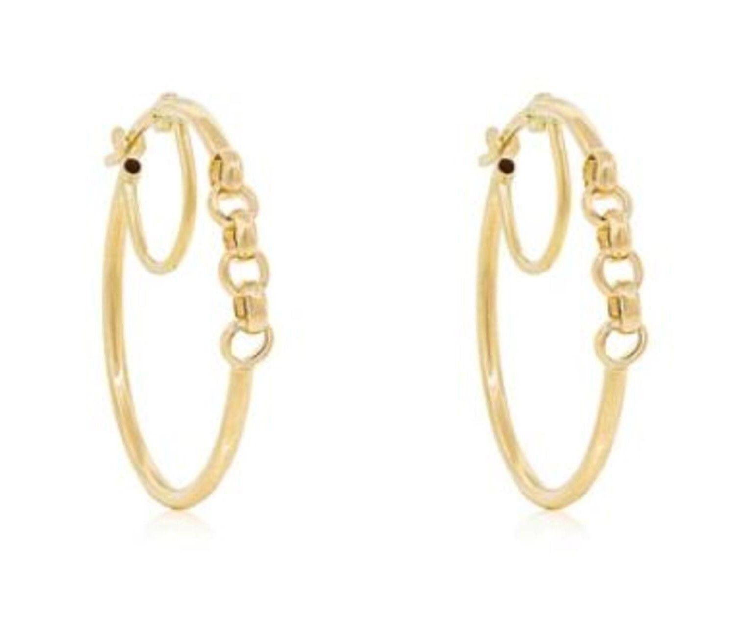Aros de Oro 18kt Modelo  Modelo Argolla Cadena.-2