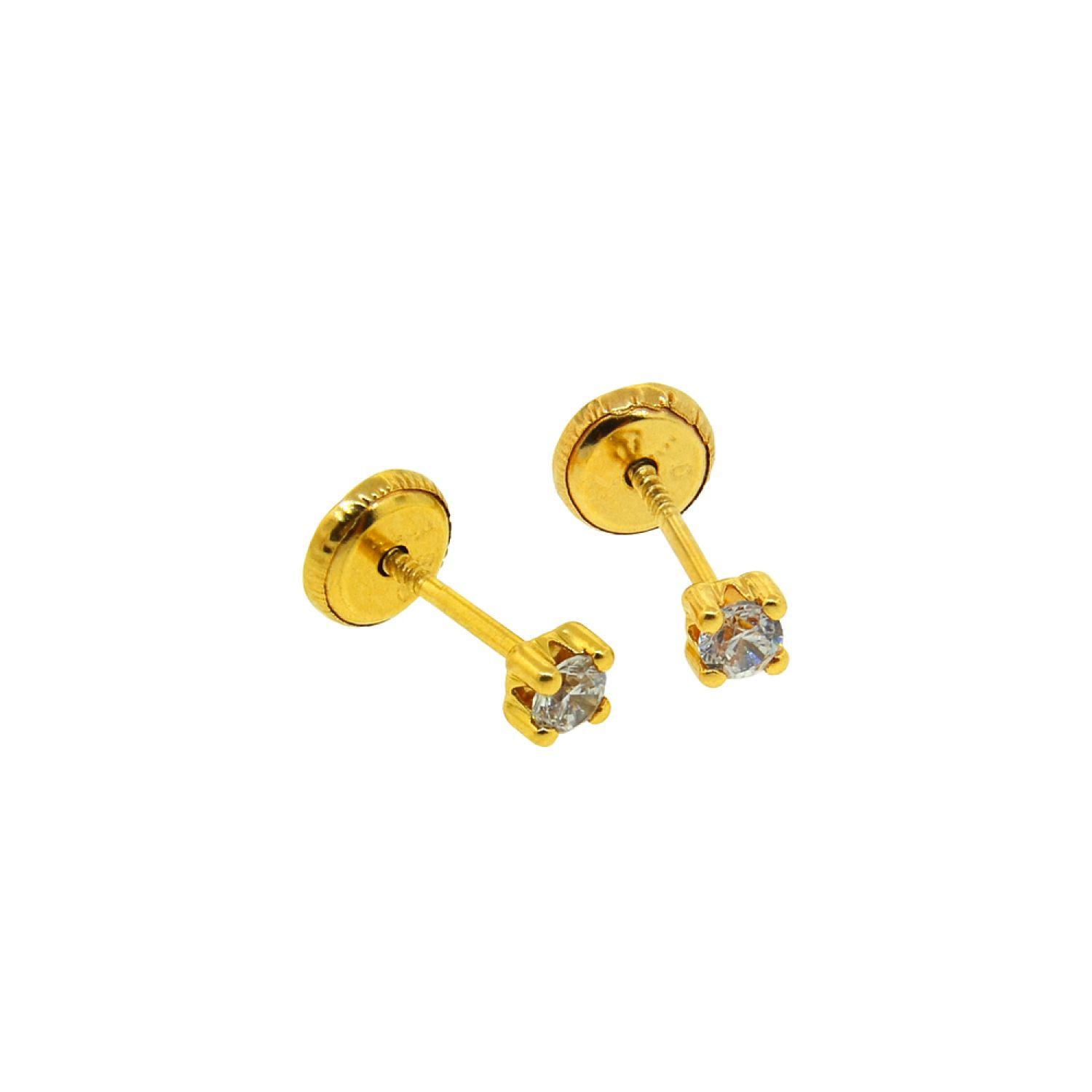 Aros de Oro 18kt Circonitas Piedra 2,5mm-2