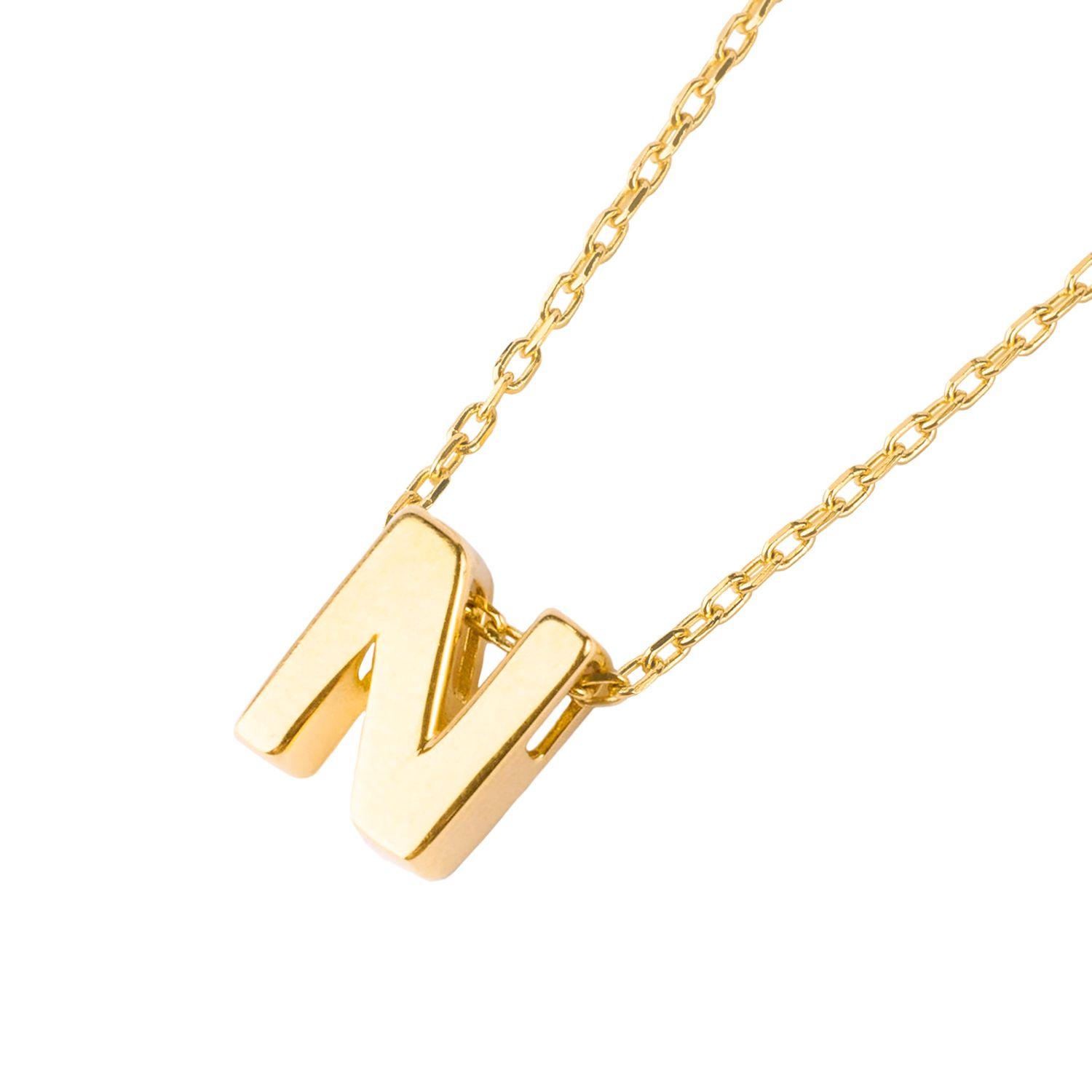 Collar de Oro 18kt Letra N-0