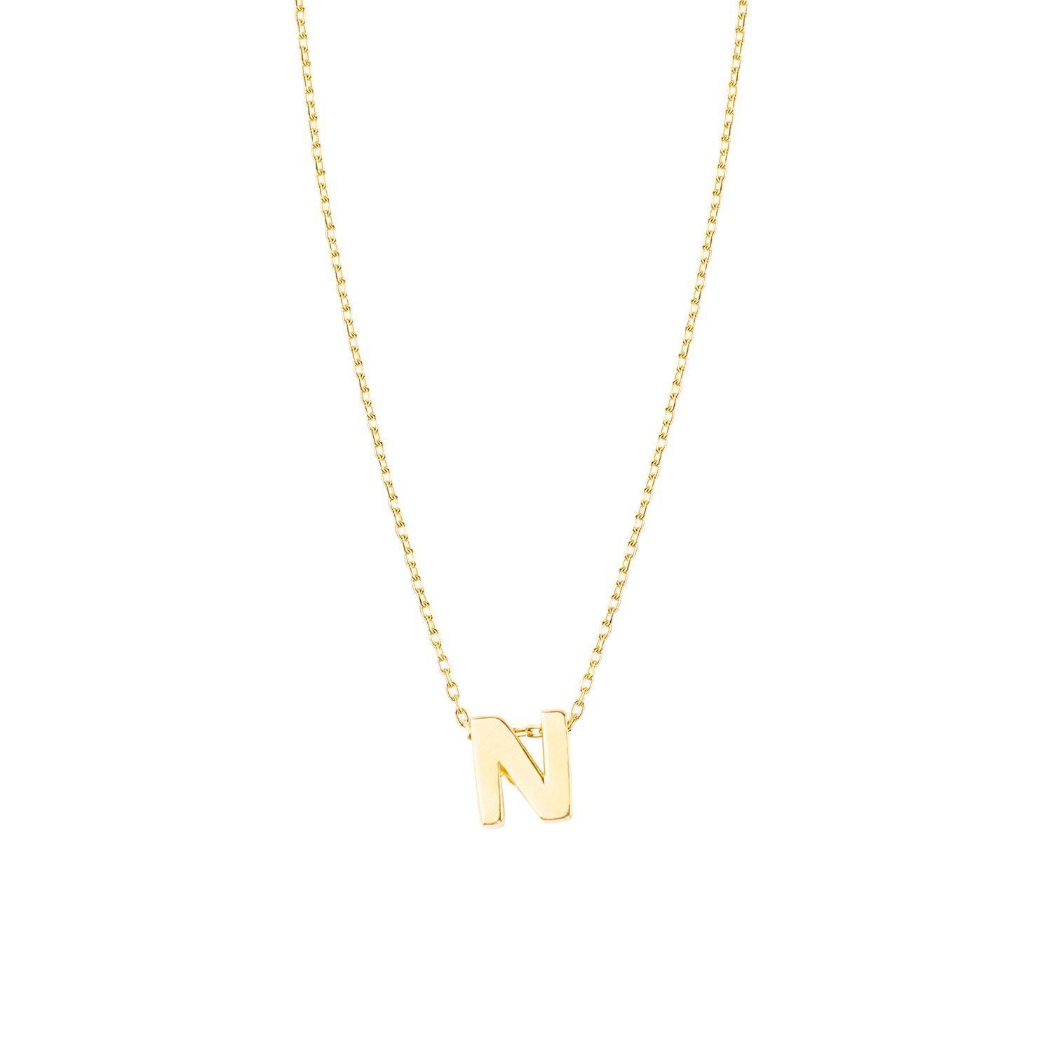 Collar de Oro 18kt Letra N-1