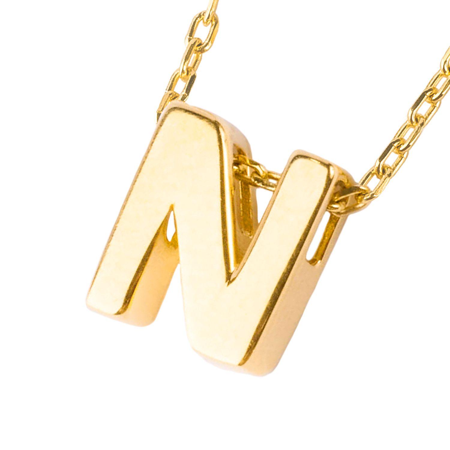 Collar de Oro 18kt Letra N-2