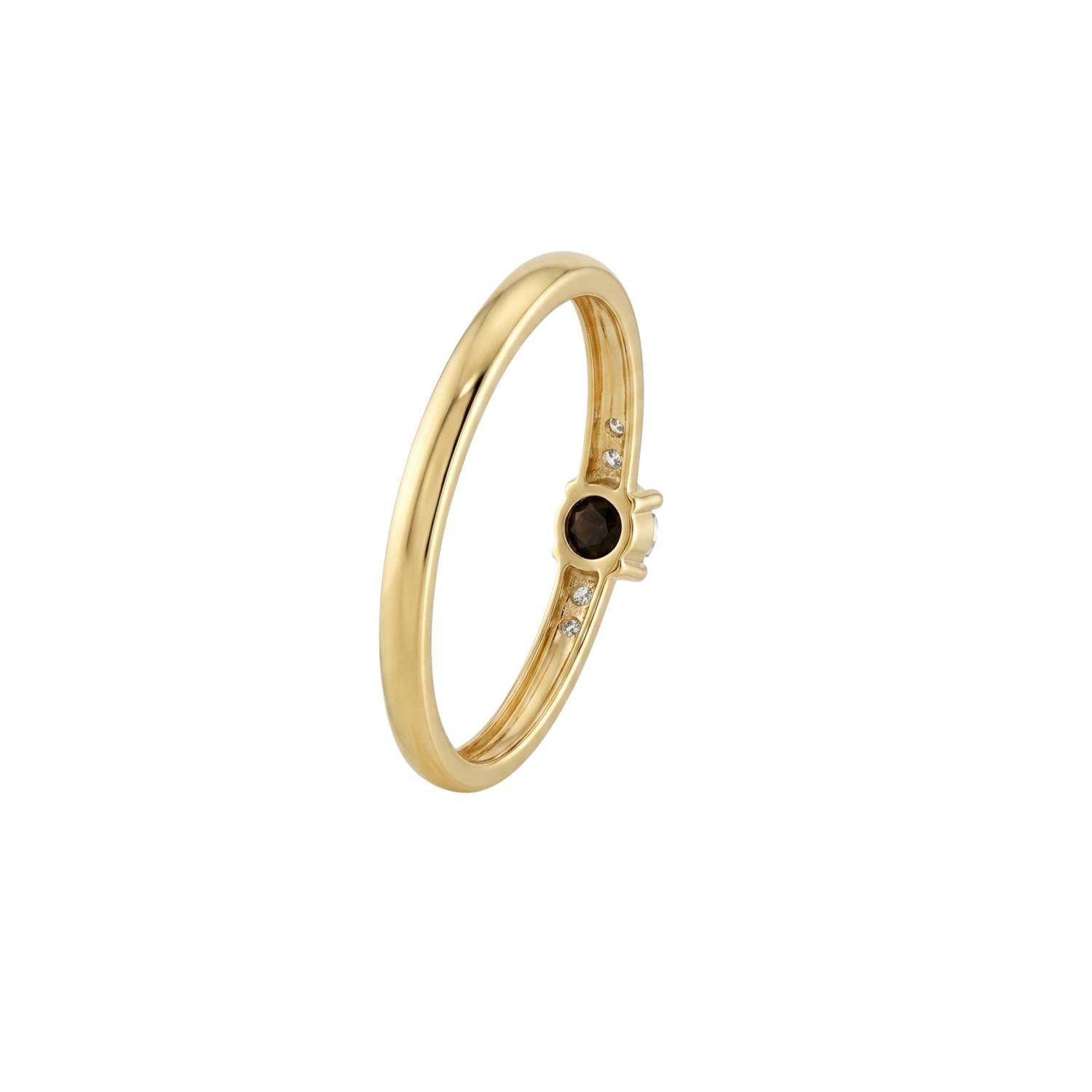 Anillo Oro Miel 18kt Eclipse con Ónix y Circonitas-2