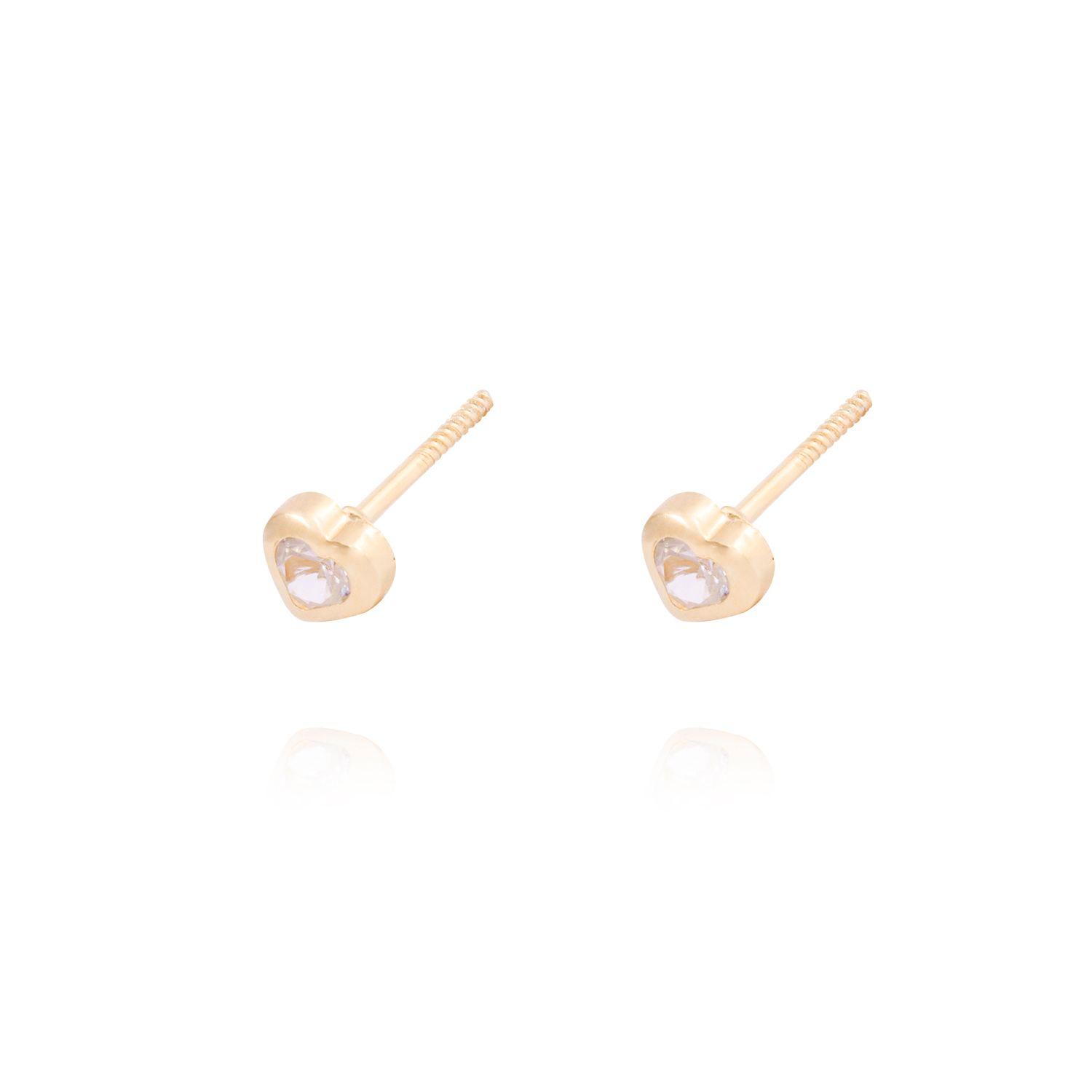Aros de Oro 18kt Corazón Circón-1