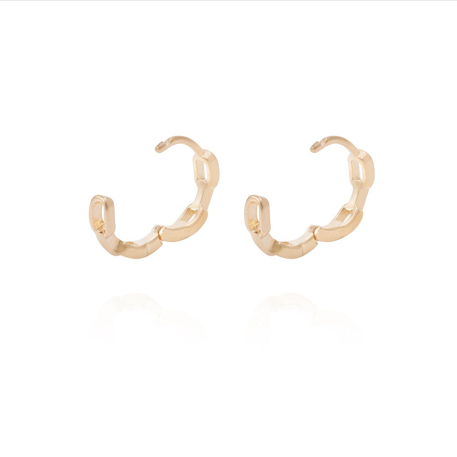 Aros Revestidos en Oro 18kt Argollas Cadena-2