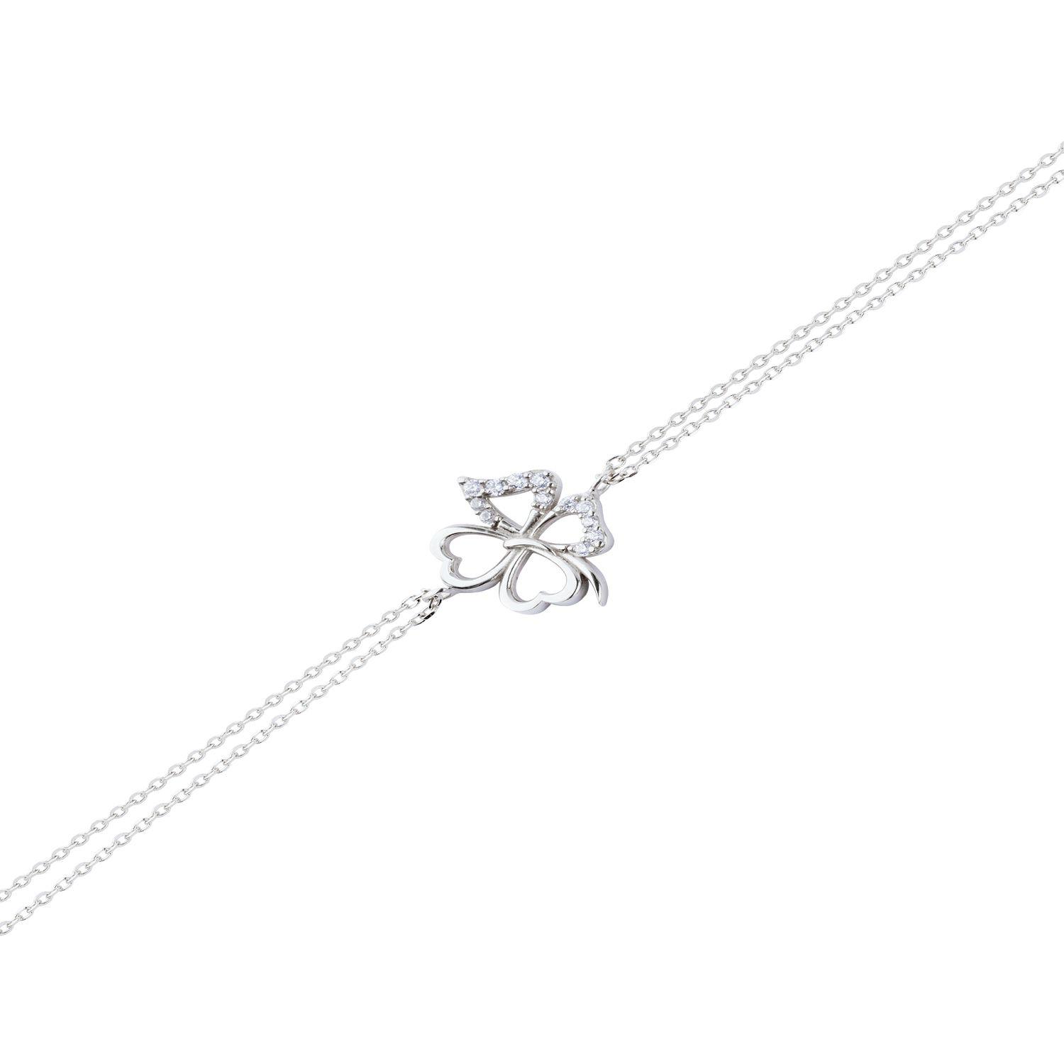 Pulsera de Plata Esterlina 925 Trebol Circon-1