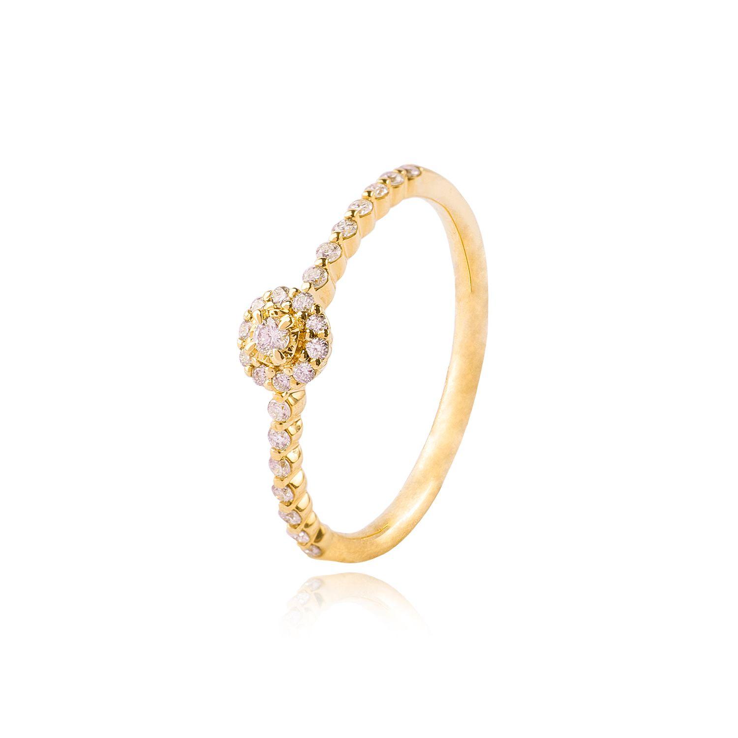 Anillo Oro Amarillo 18kt Roseta y Riel Diamantes 17 Pts-0