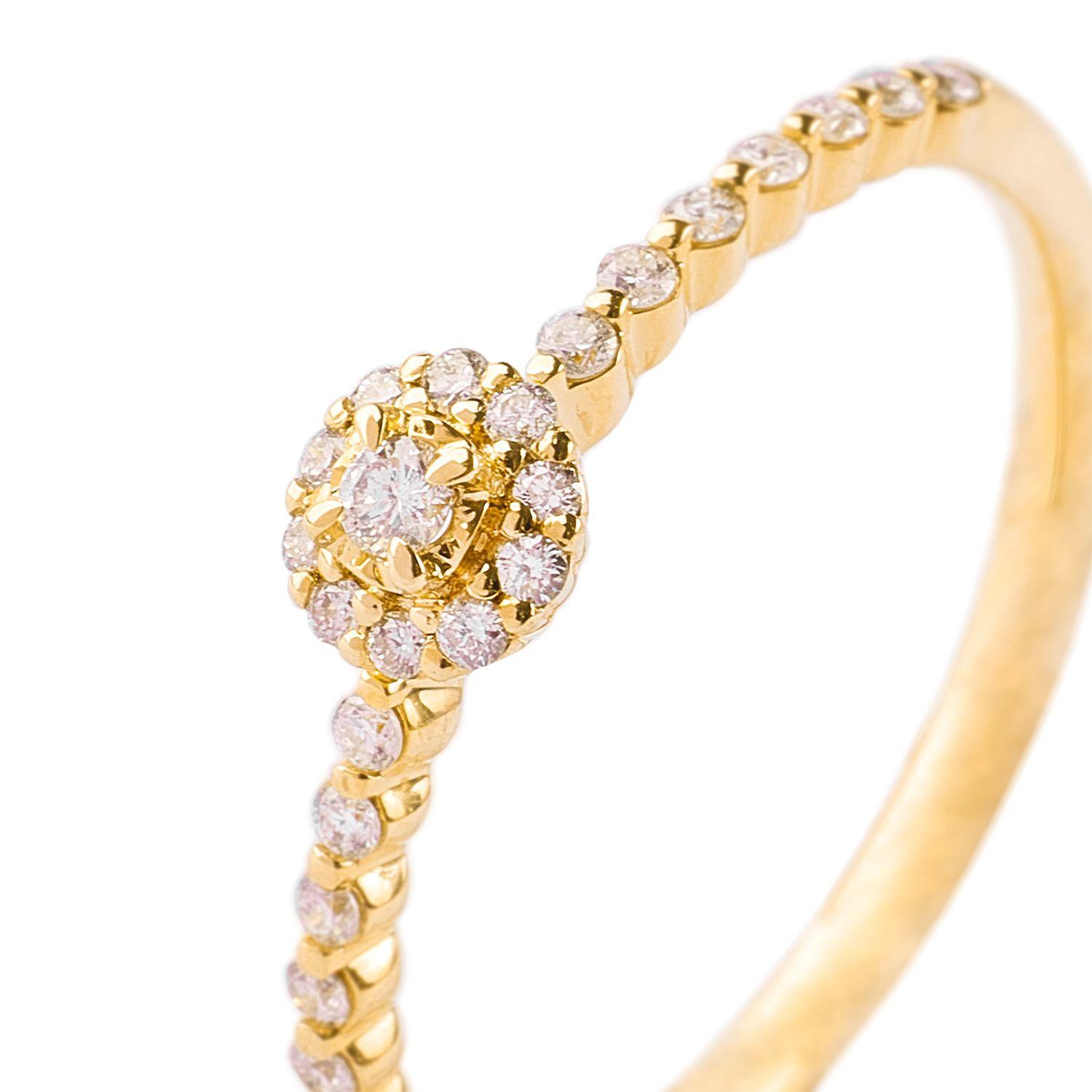 Anillo Oro Amarillo 18kt Roseta y Riel Diamantes 17 Pts-1