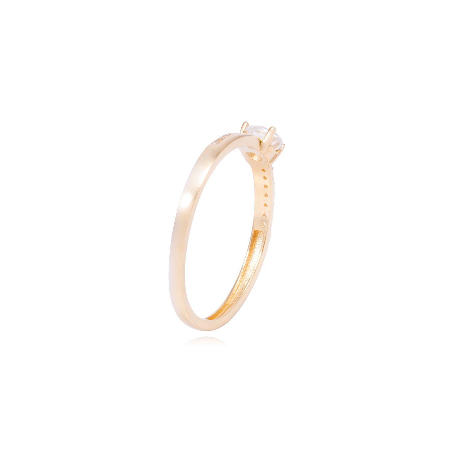 Anillo Oro Amarillo 18kt Solitario y Cintillo Intercalado-2