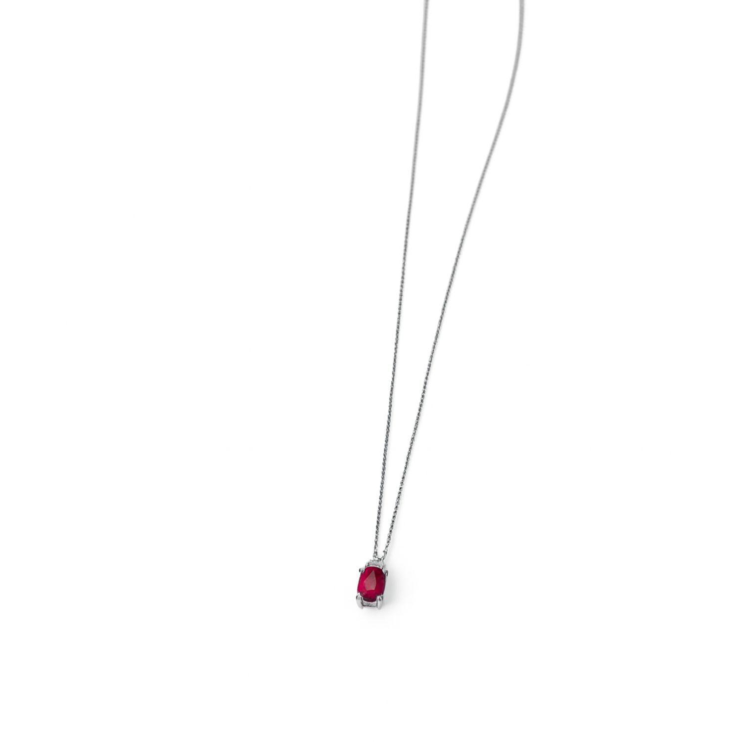 Collar Oro Blanco 18kt Diamante 6 Pts y Rubí 53 Pts-2