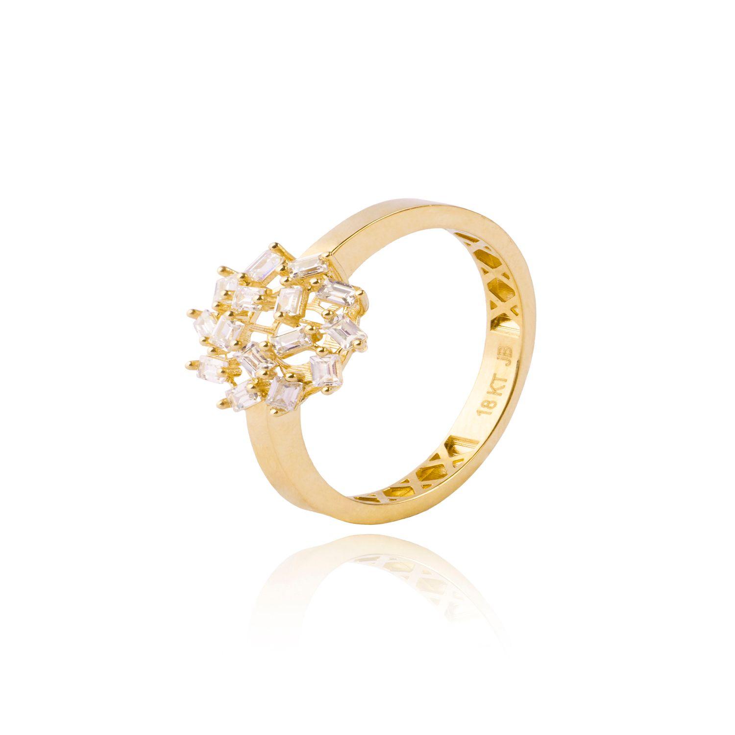 Anillo de oro  18kt Circón en flor-0