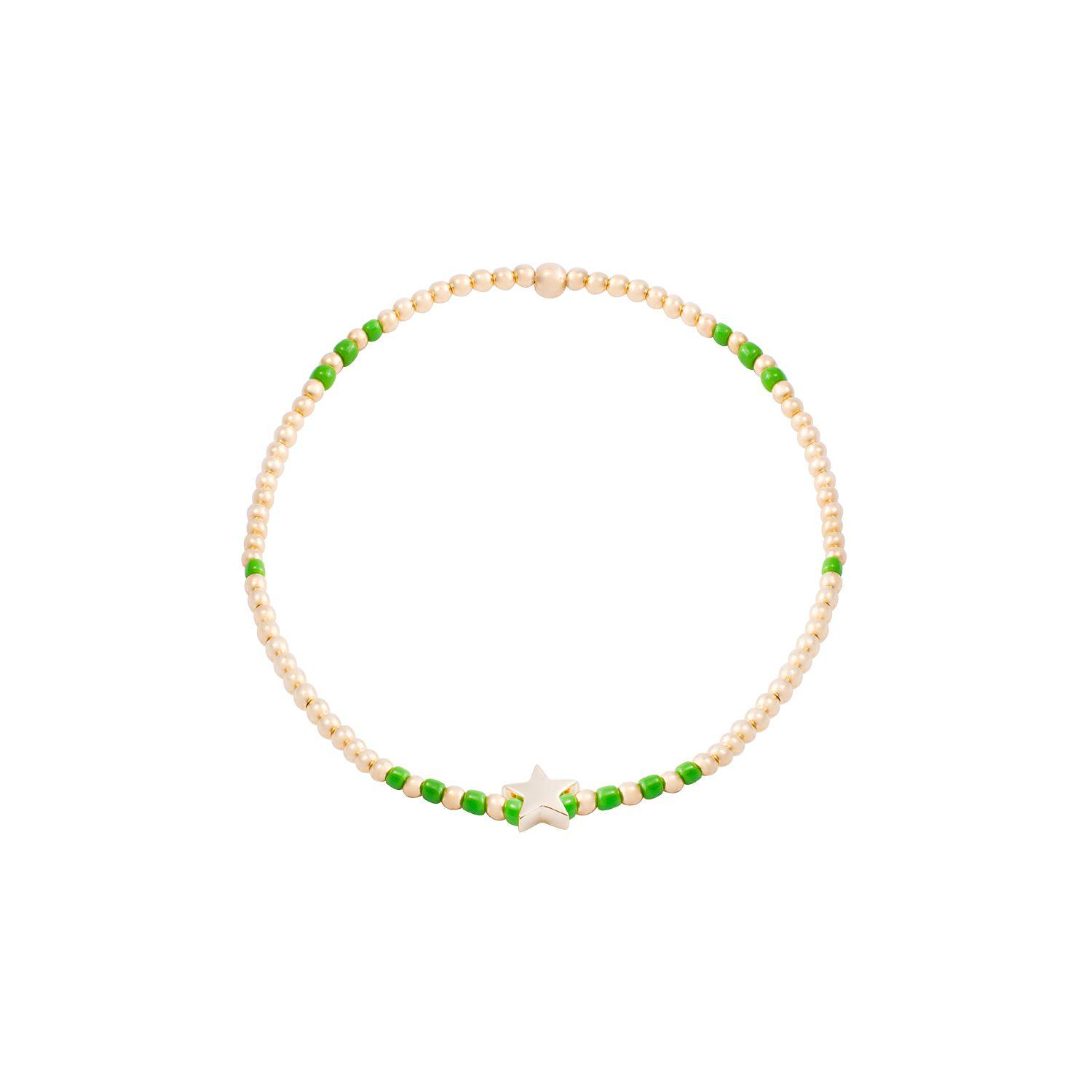 Pulsera Plata Esterlina 925 Estrella Verde Bañado Oro 14kt-2