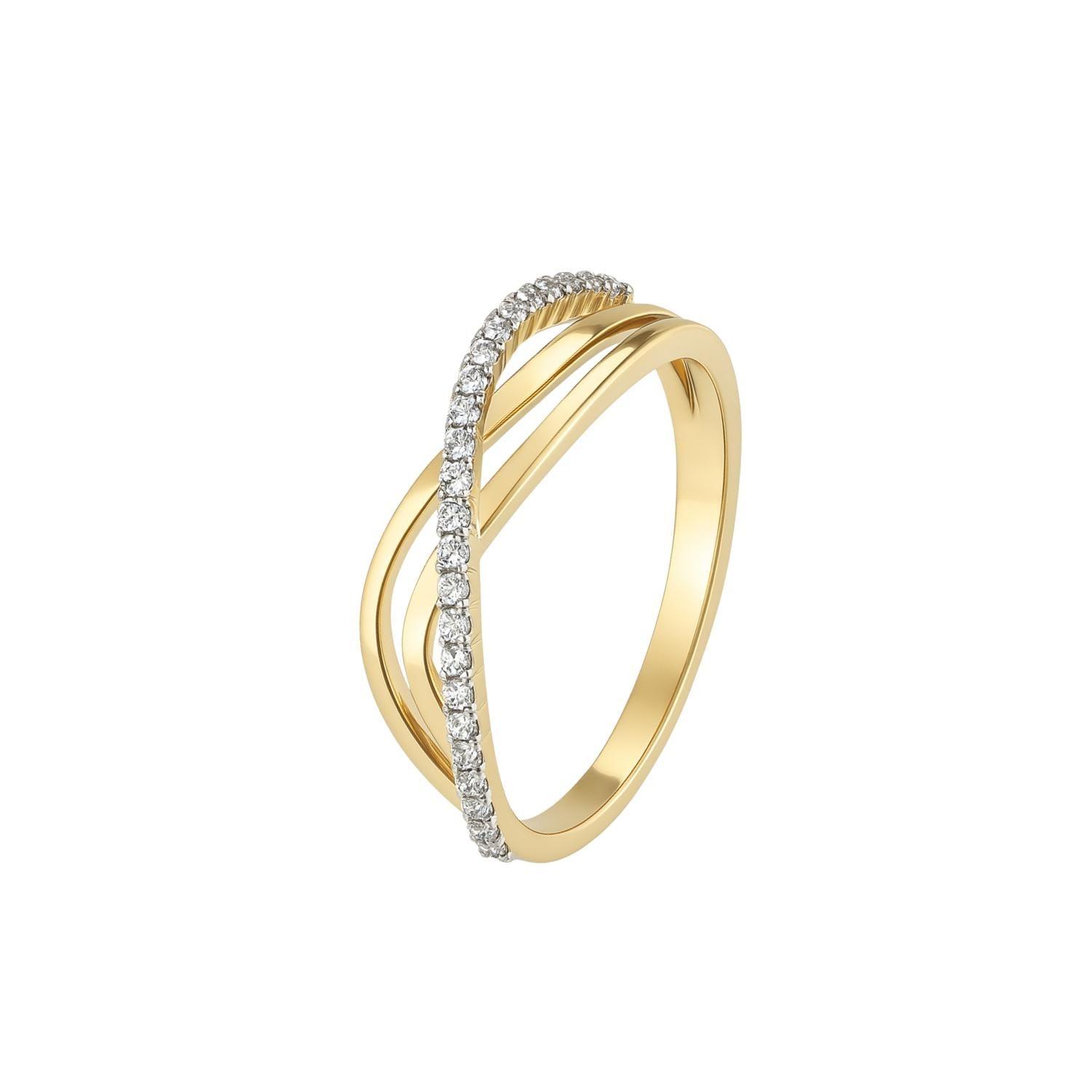 Anillo de Oro 18Kt Medio Cintillo Riel Doble Circón-2