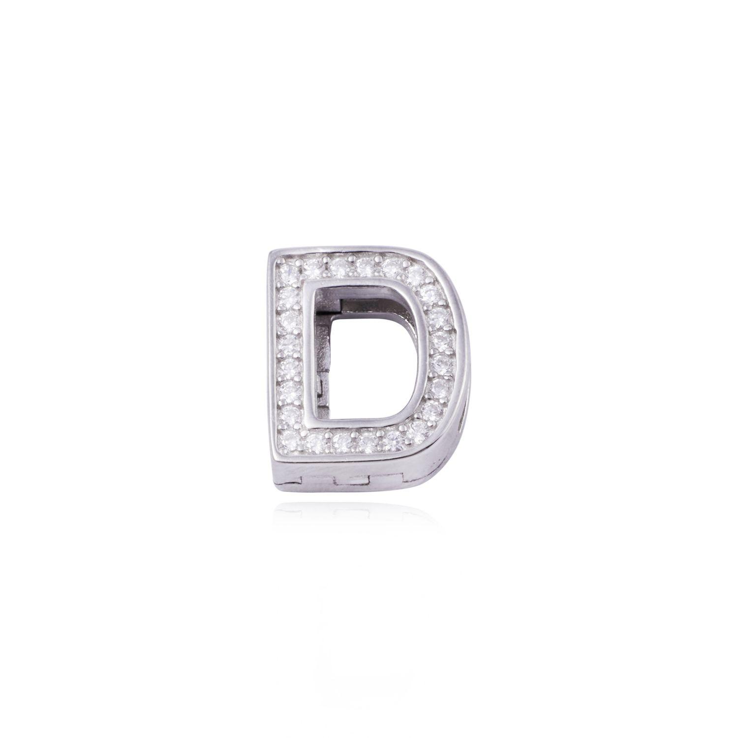 Dije de Plata broche Letra D con Circonita-0