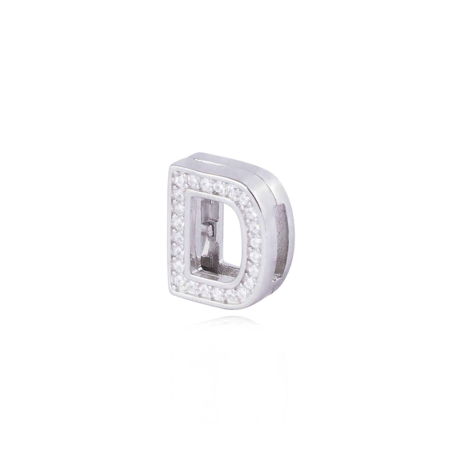 Dije de Plata broche Letra D con Circonita-1