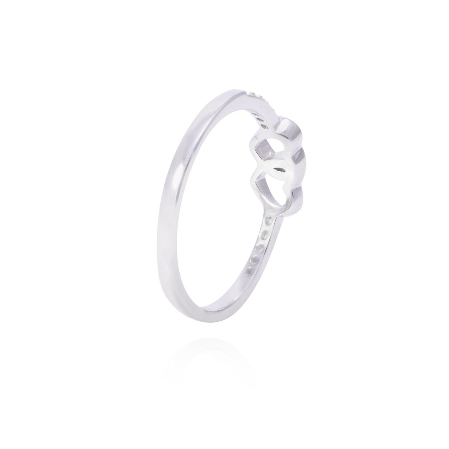 Anillo Plata Esterlina Corazones Entrelazados con Circonita-2