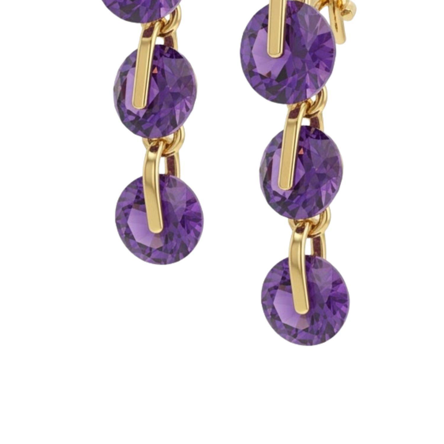 Aros Oro Miel 18kt Cascada Amatista Real-2