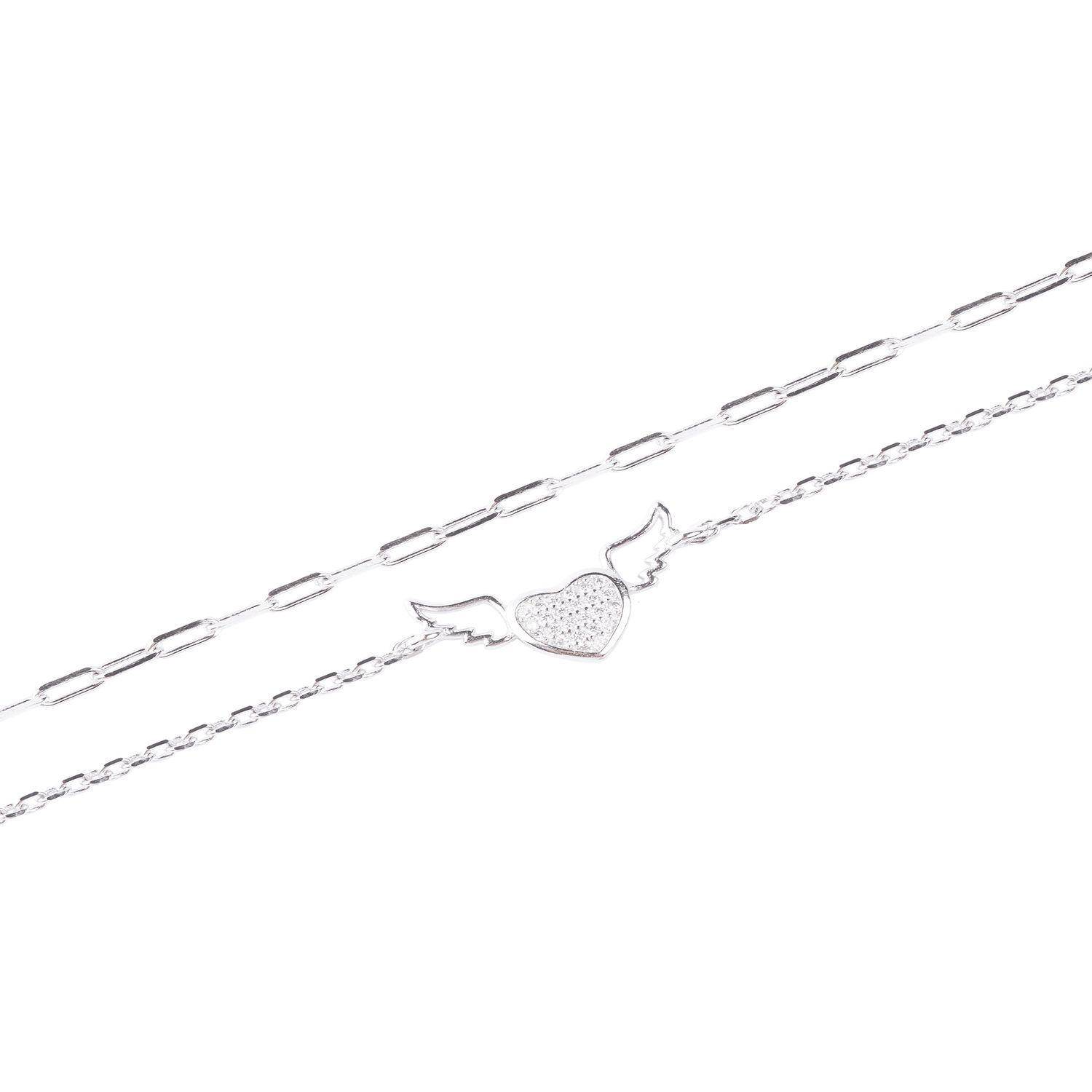 Pulsera de Plata Esterlina 925 Alas Corazon Ajustable-1