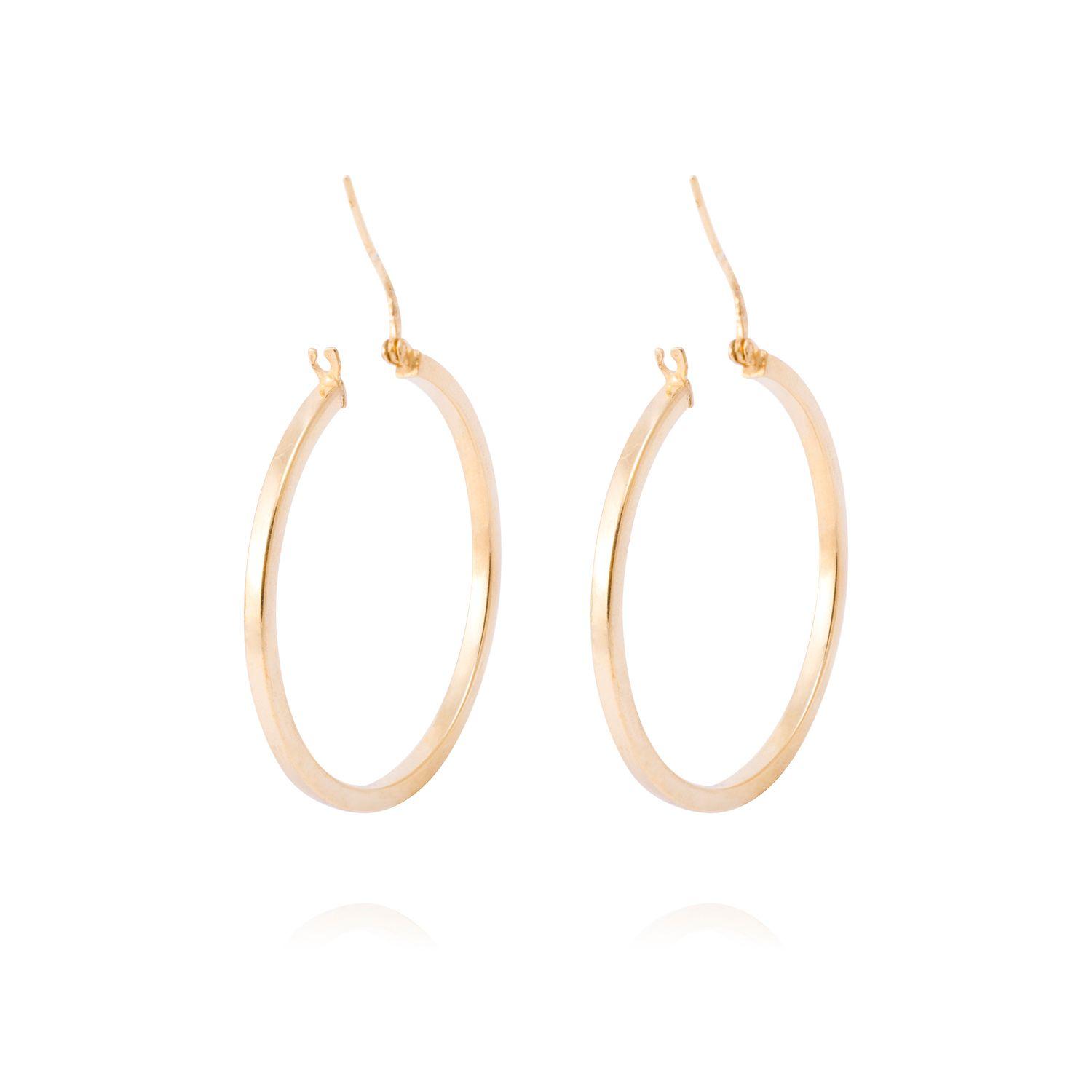 Aros de Plata Esterlina 925 Argollas 30mm Revestido en Oro 18kt-2