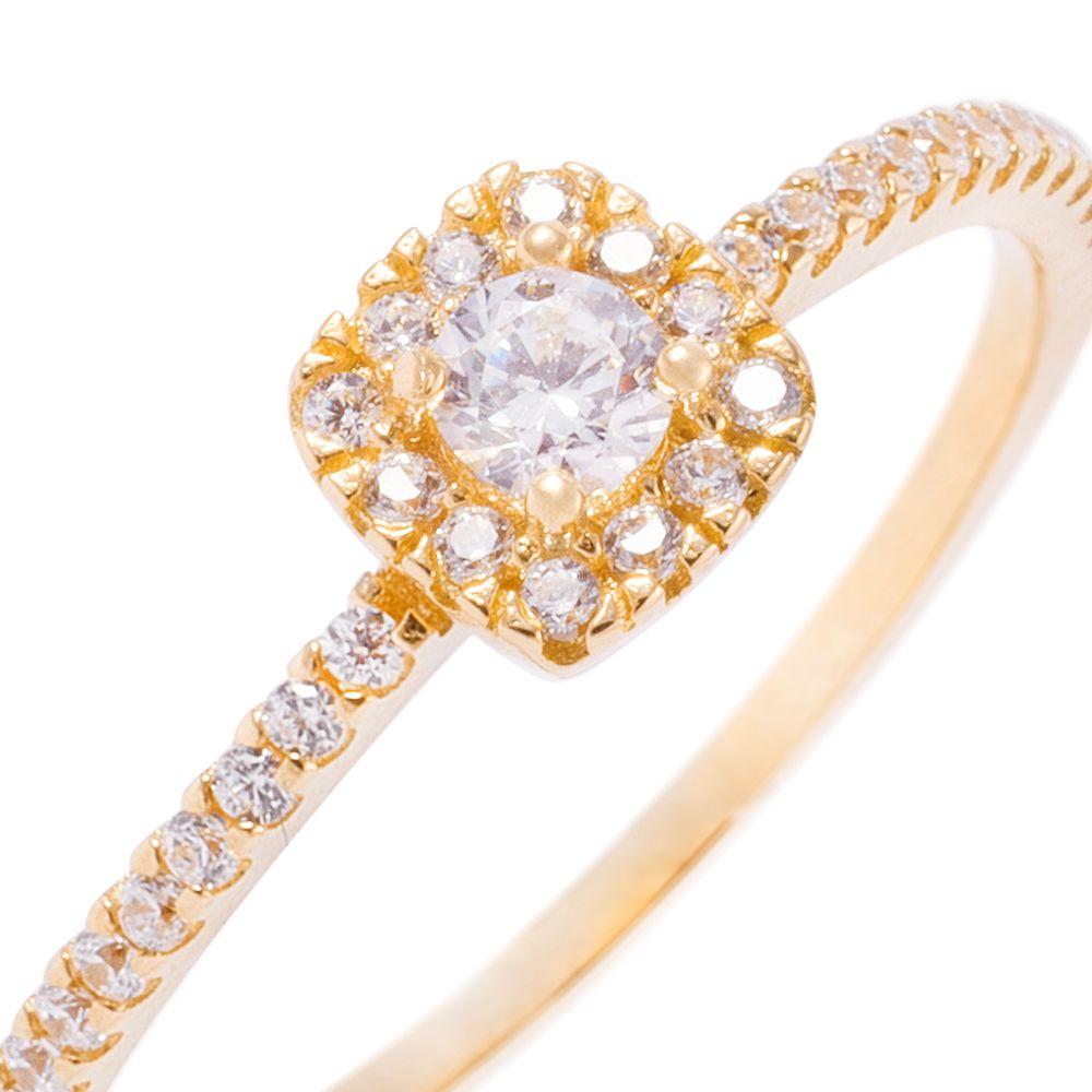 Anillo Compromiso de Oro 18Kt Circonita Cuadrado Central 3mm-1