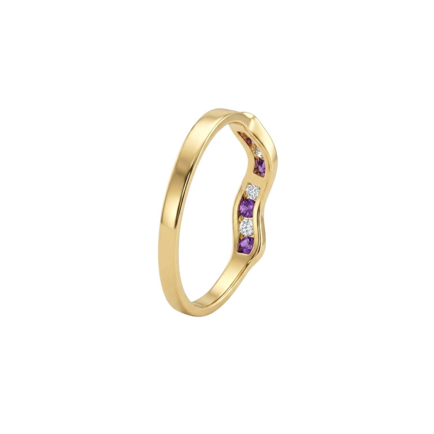 Anillo Oro Miel 18kt Brisa con Amatistas y Circonitas-2