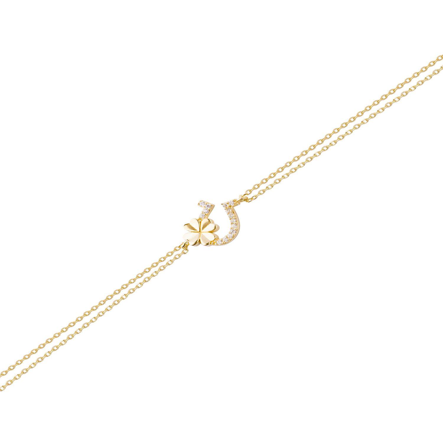 Pulsera Plata Esterlina 925 Suerte Circonita Revestido-0