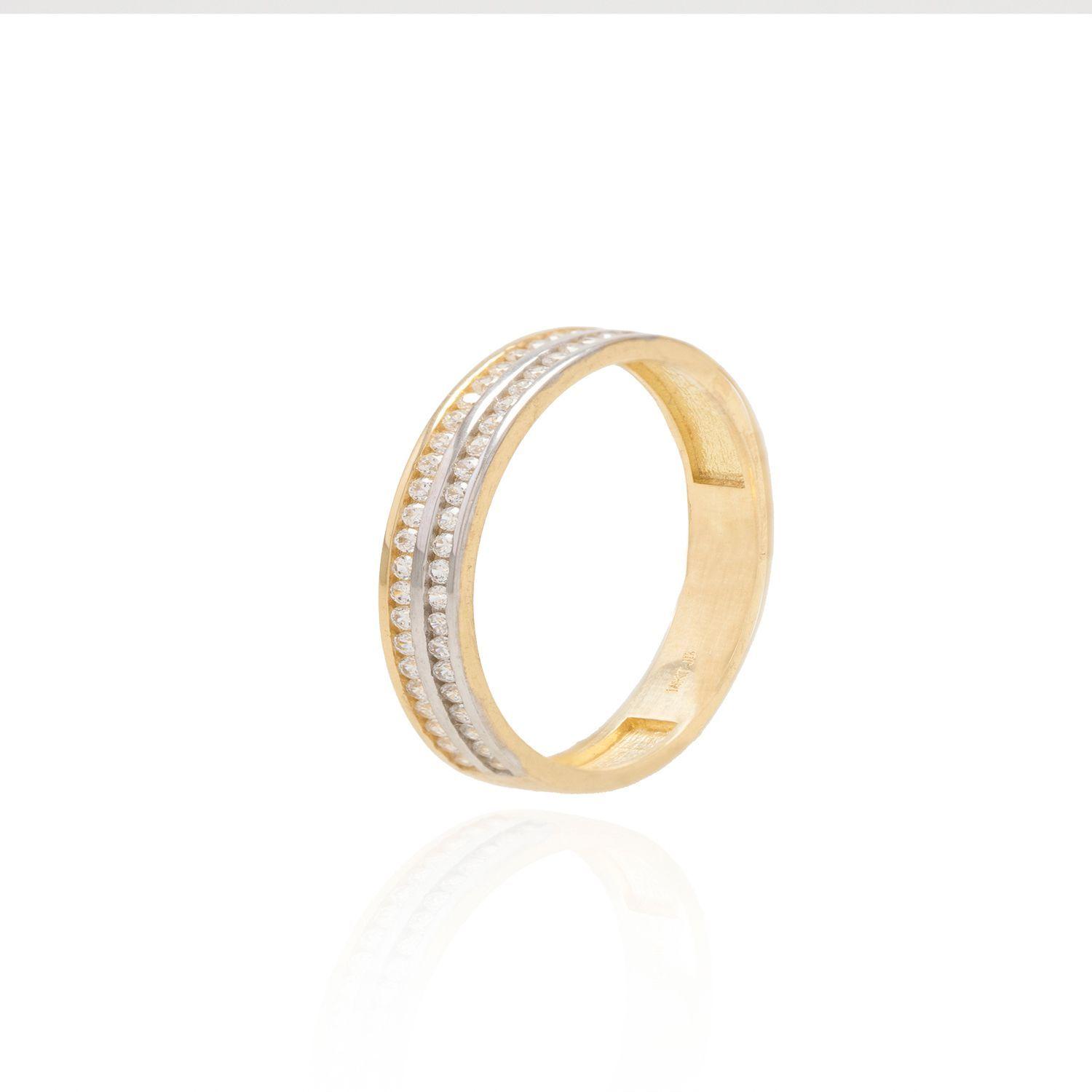 Anillo Compromiso de Oro 18Kt Bicolor Doble Riel-2