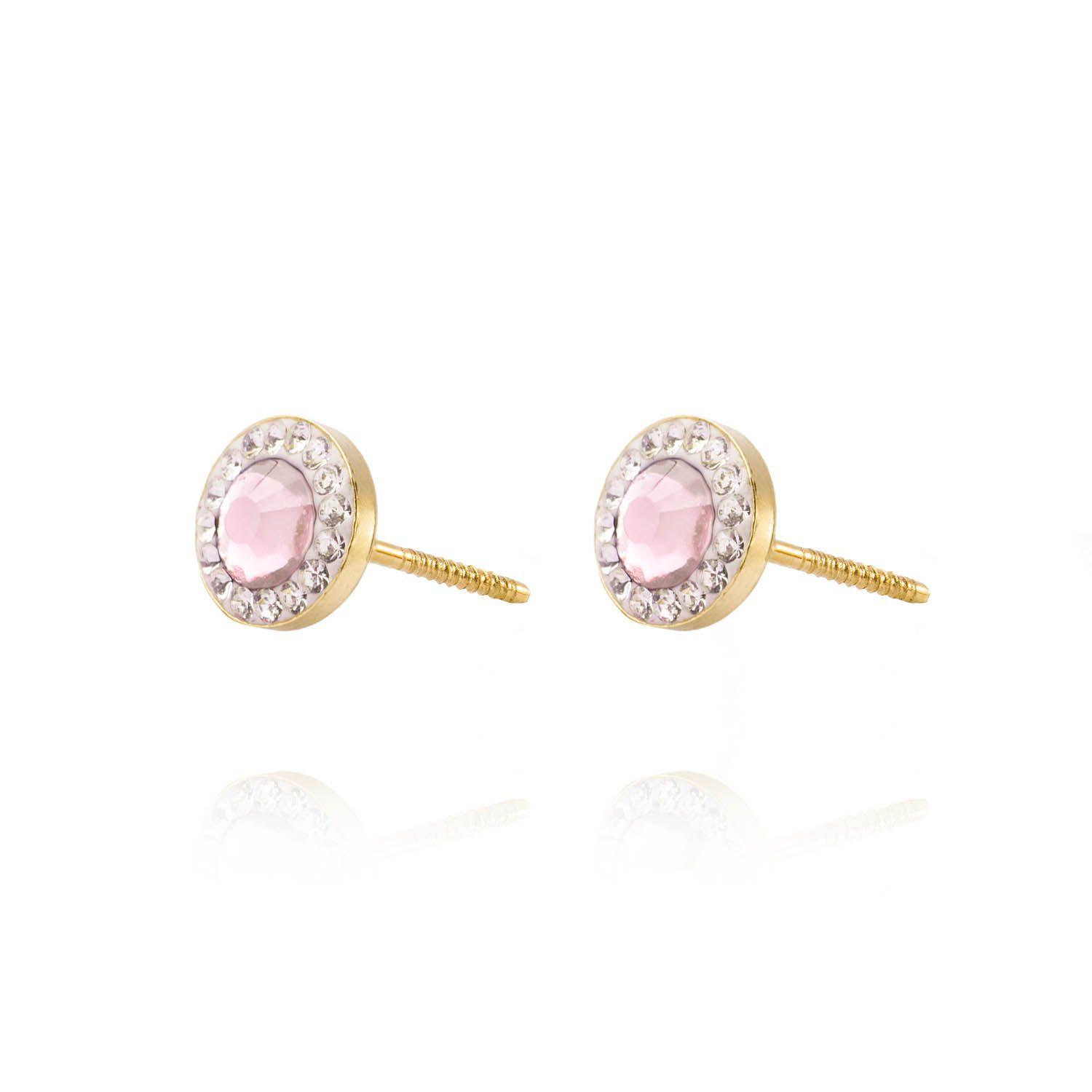 Aros de Oro 18kt Rosa de Francia con Circón 6mm-1