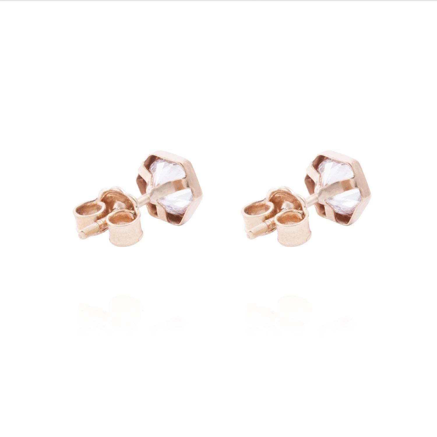 Aros Oro Miel 18kt Circón Hexagonal-2