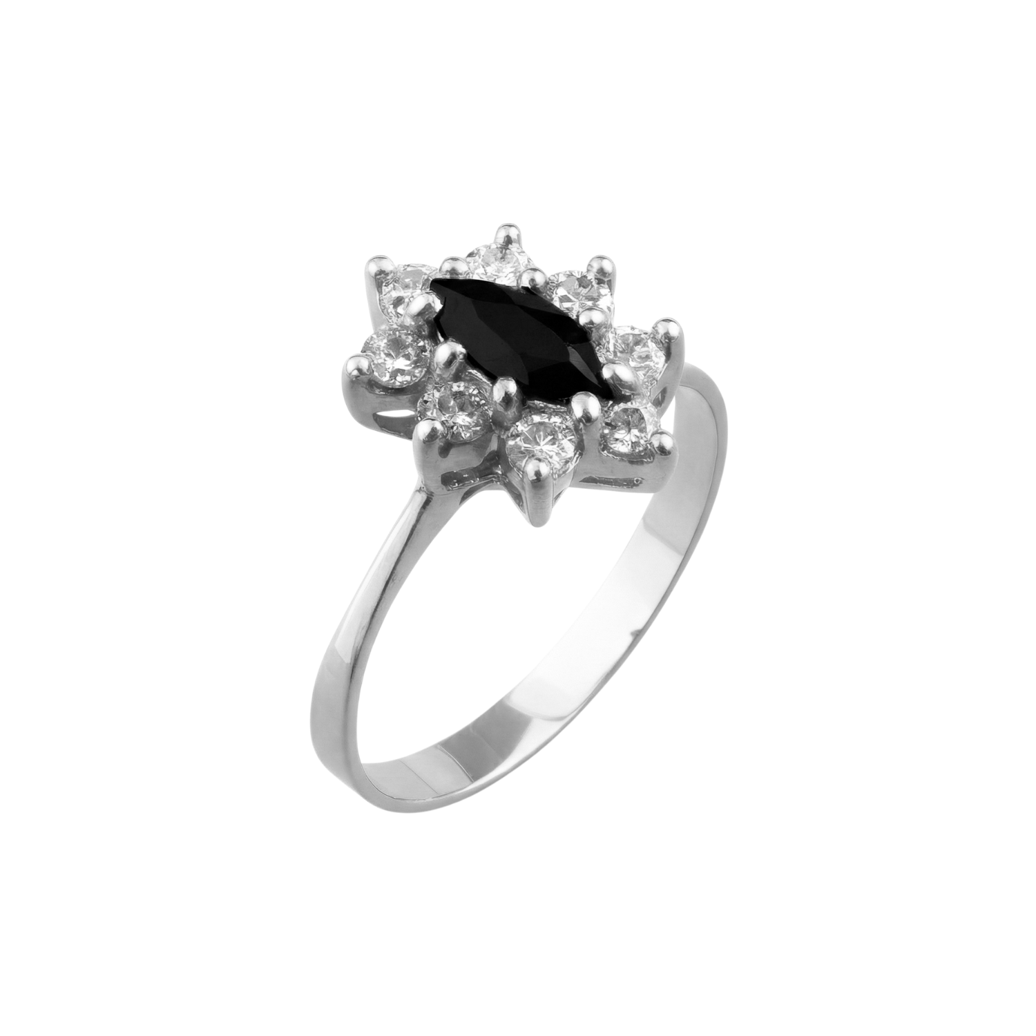 Anillo Oro 18kt Platino Roseta Marquise Circonitas-3