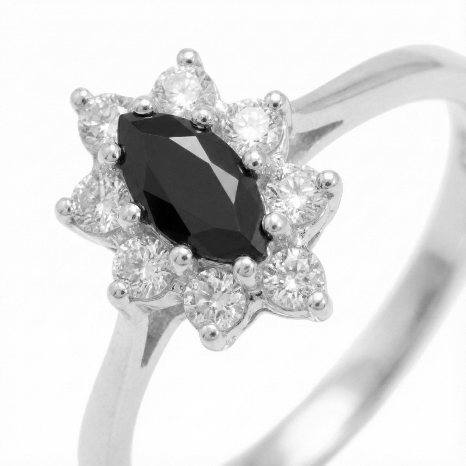 Anillo Oro 18kt Platino Roseta Marquise Circonitas-4