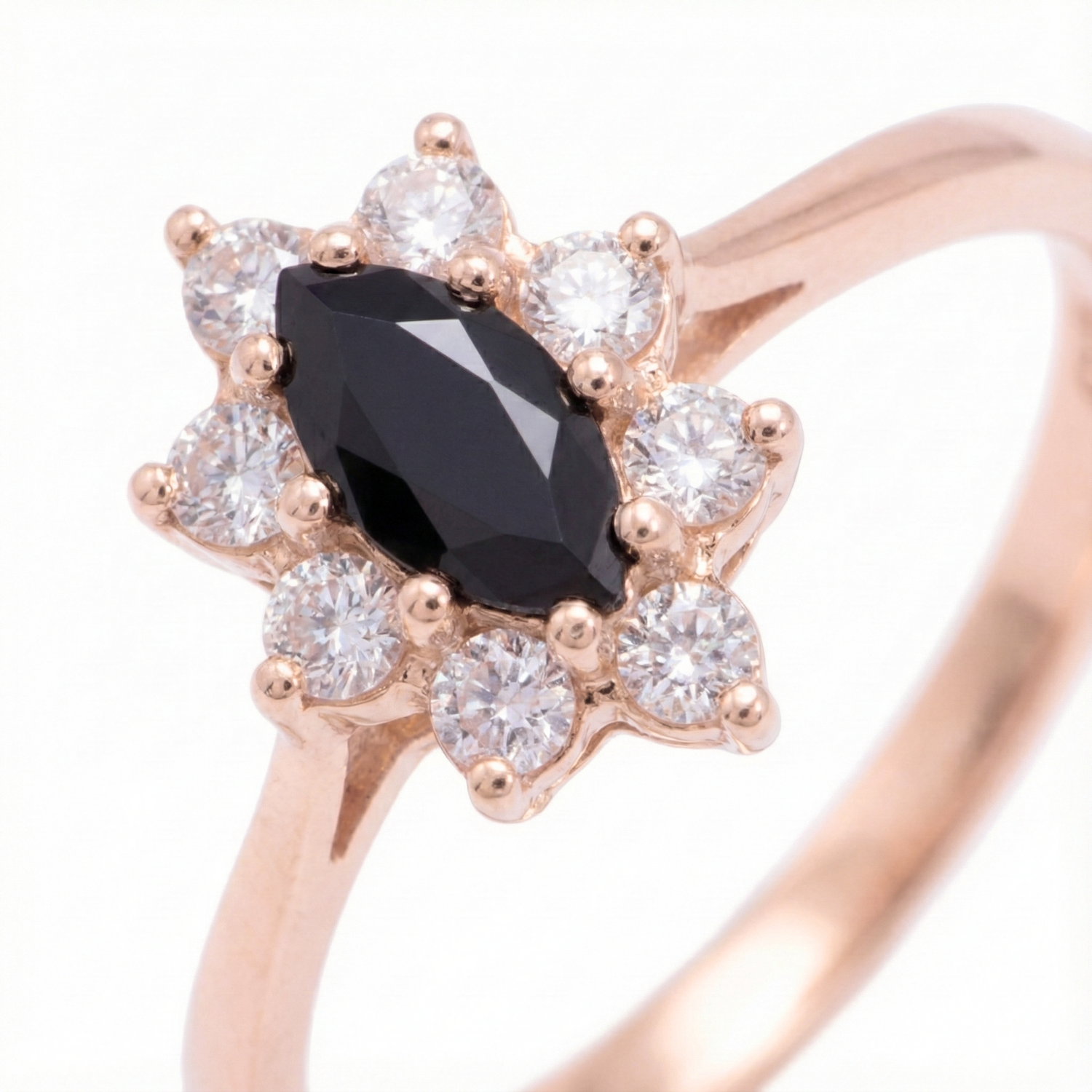 Anillo Oro 18kt Platino Roseta Marquise Circonitas-7