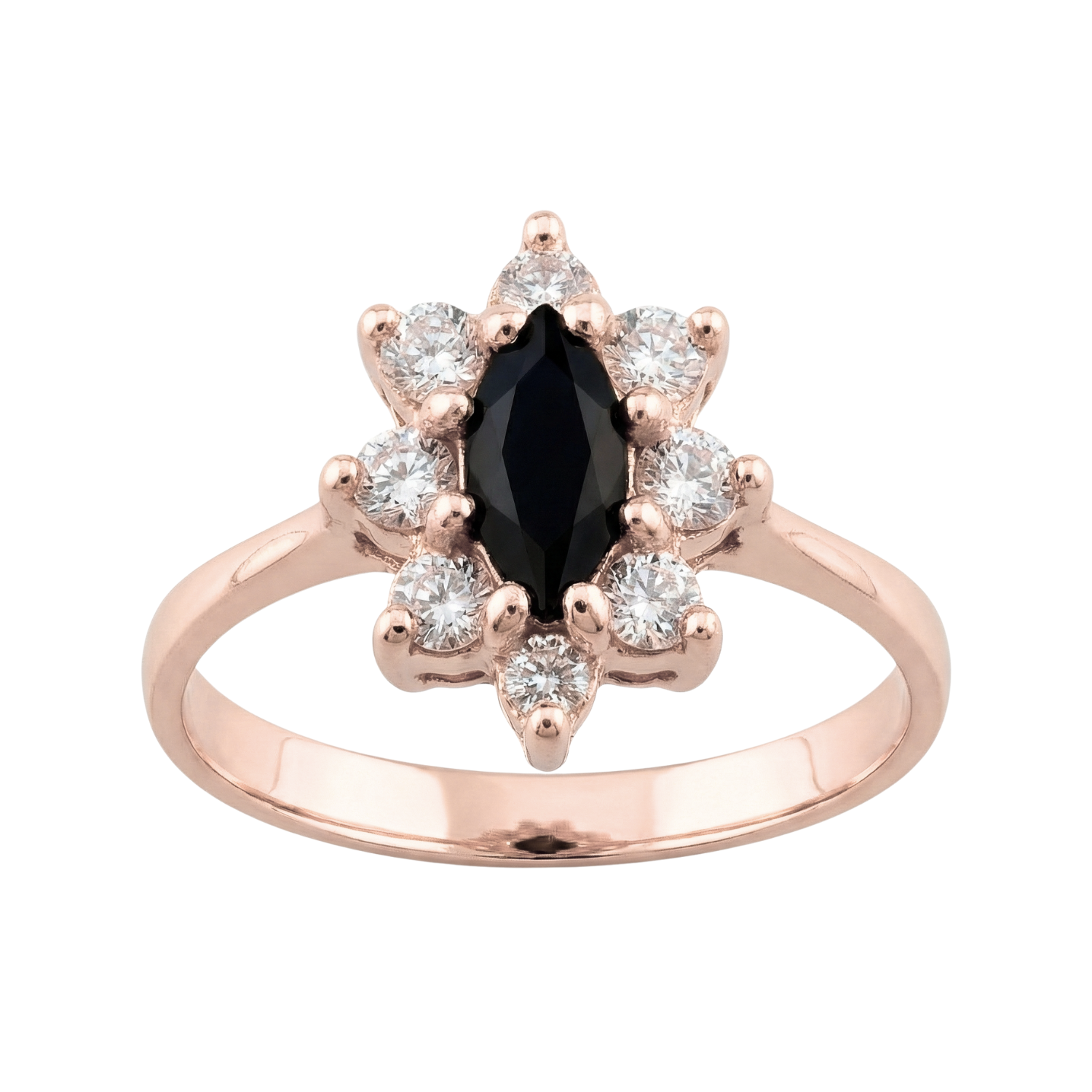 Anillo Oro 18kt Platino Roseta Marquise Circonitas-8