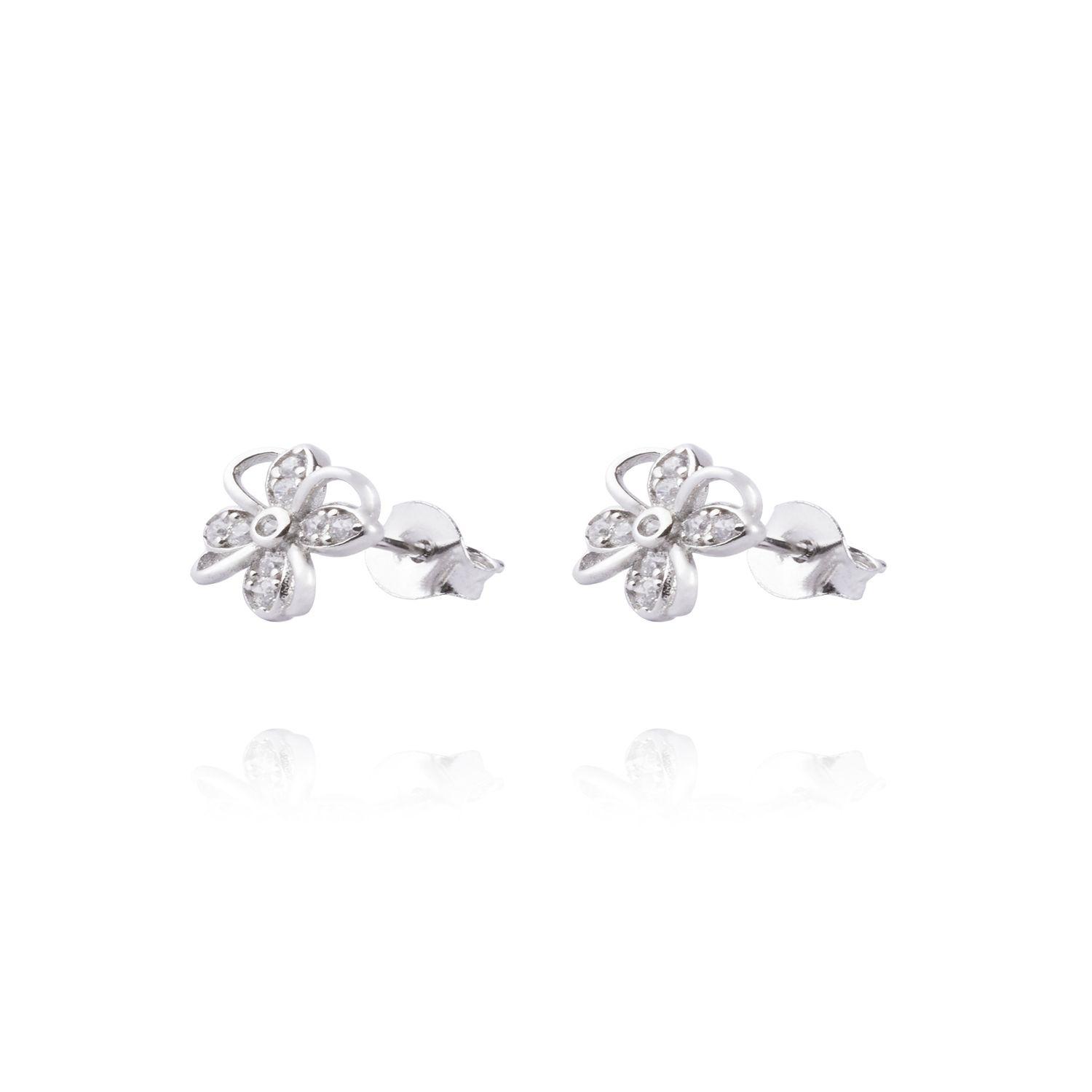 Aros de Plata Esterlina 925 Flor Circones-2