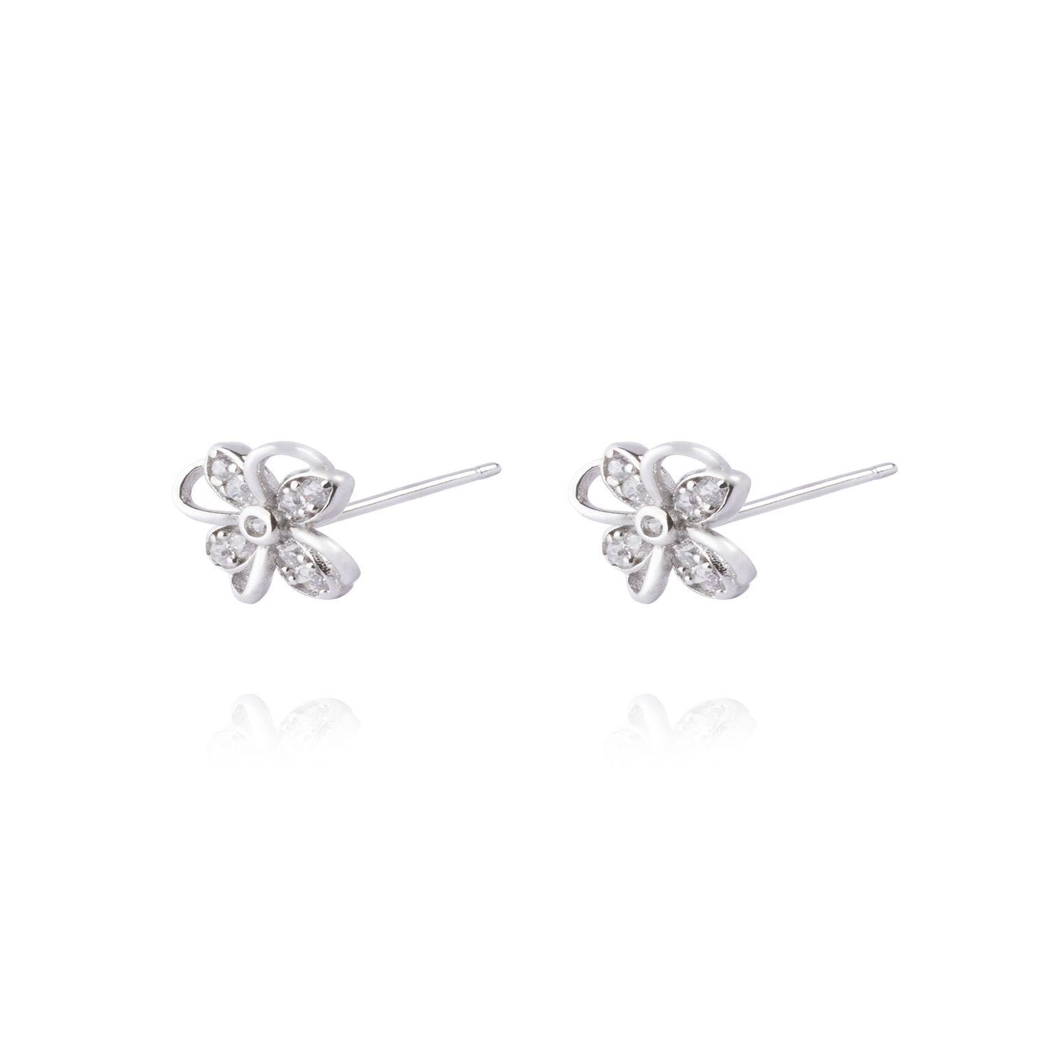 Aros de Plata Esterlina 925 Flor Circones-0