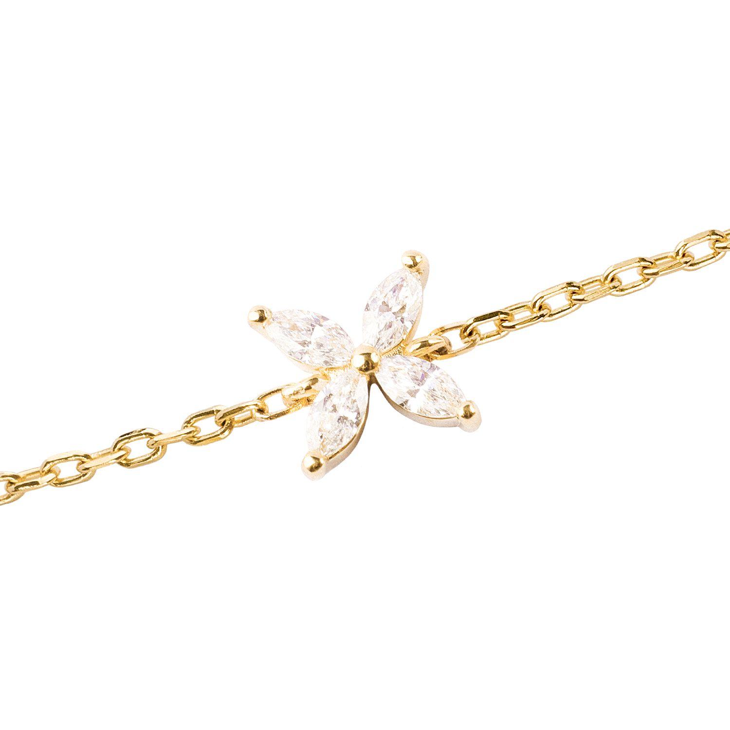 Pulsera Oro Amarillo 18kt Diamantes de 22 Pts Flor-2