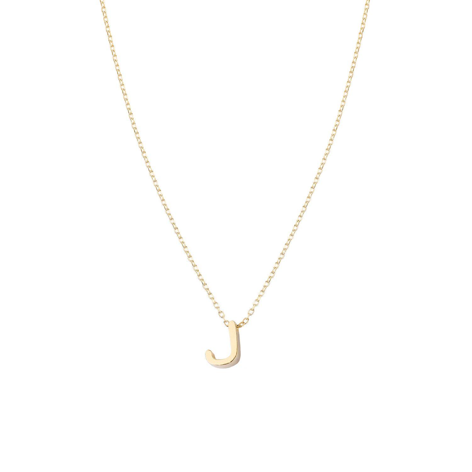 Collar de Plata Esterlina 925 Letra J Revestido en Oro 18kt-2