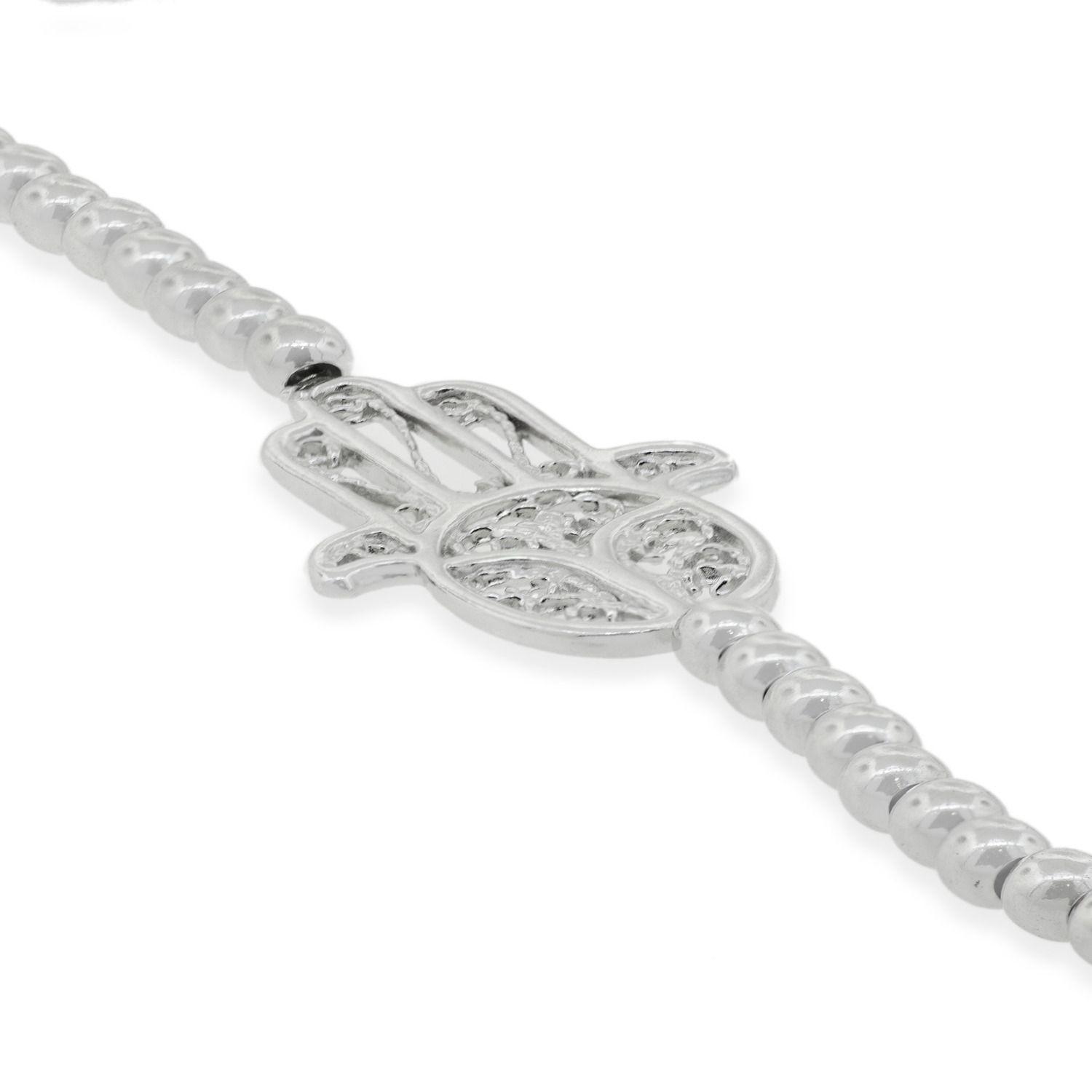 Pulsera de Plata Esterlina 925 Mano de Fatima Ajustable-2