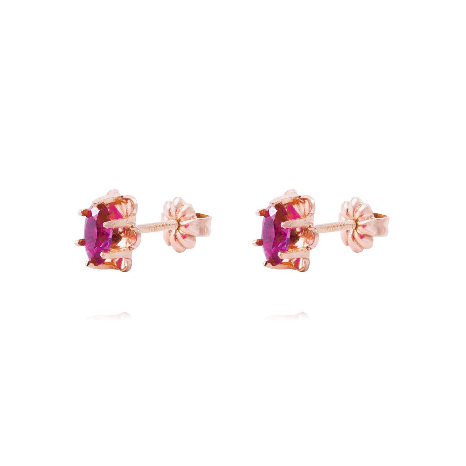 Aros Oro Miel 18kt Rubí 4x6mm-0