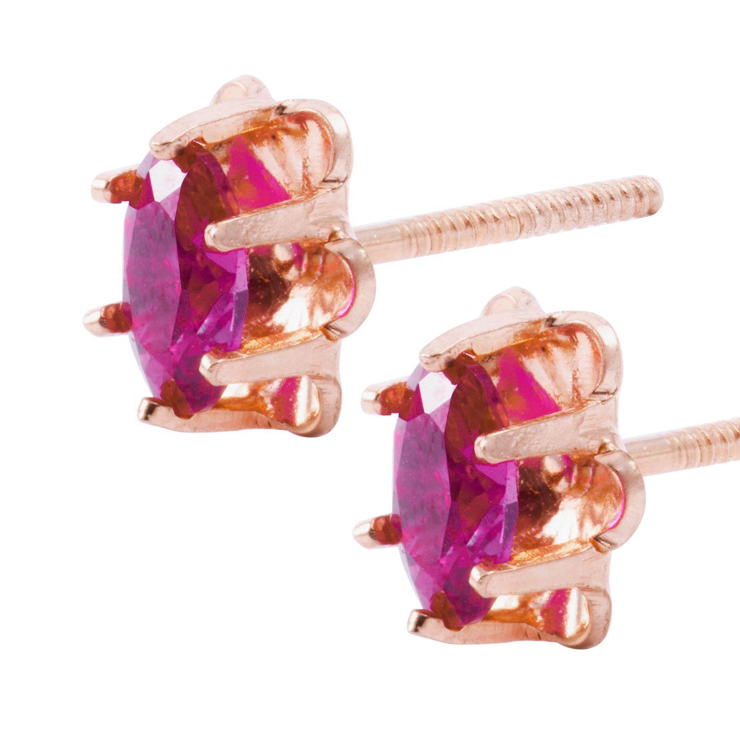 Aros Oro Miel 18kt Rubí 4x6mm-1