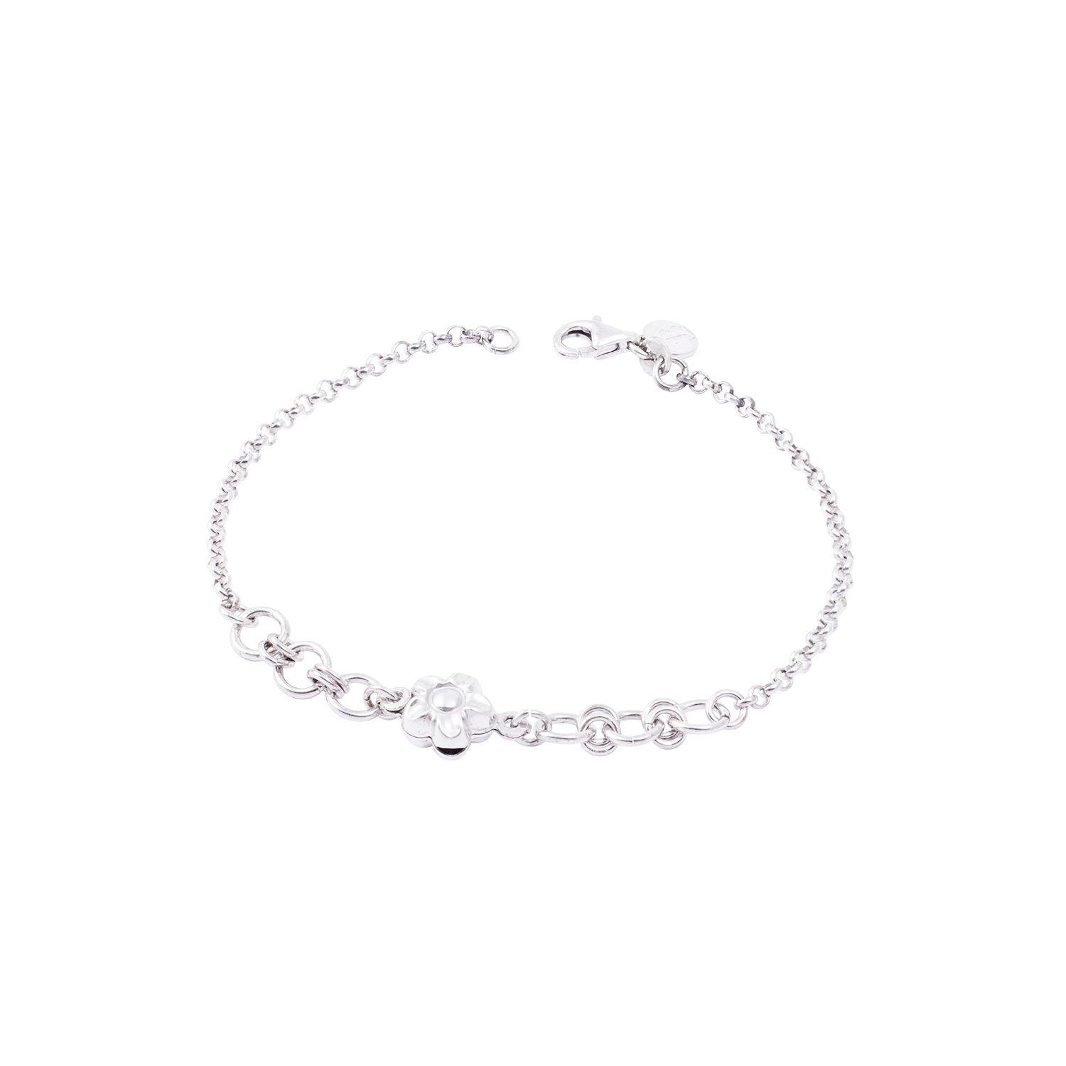 Pulsera de Plata Esterlina 925 Flor Central-2