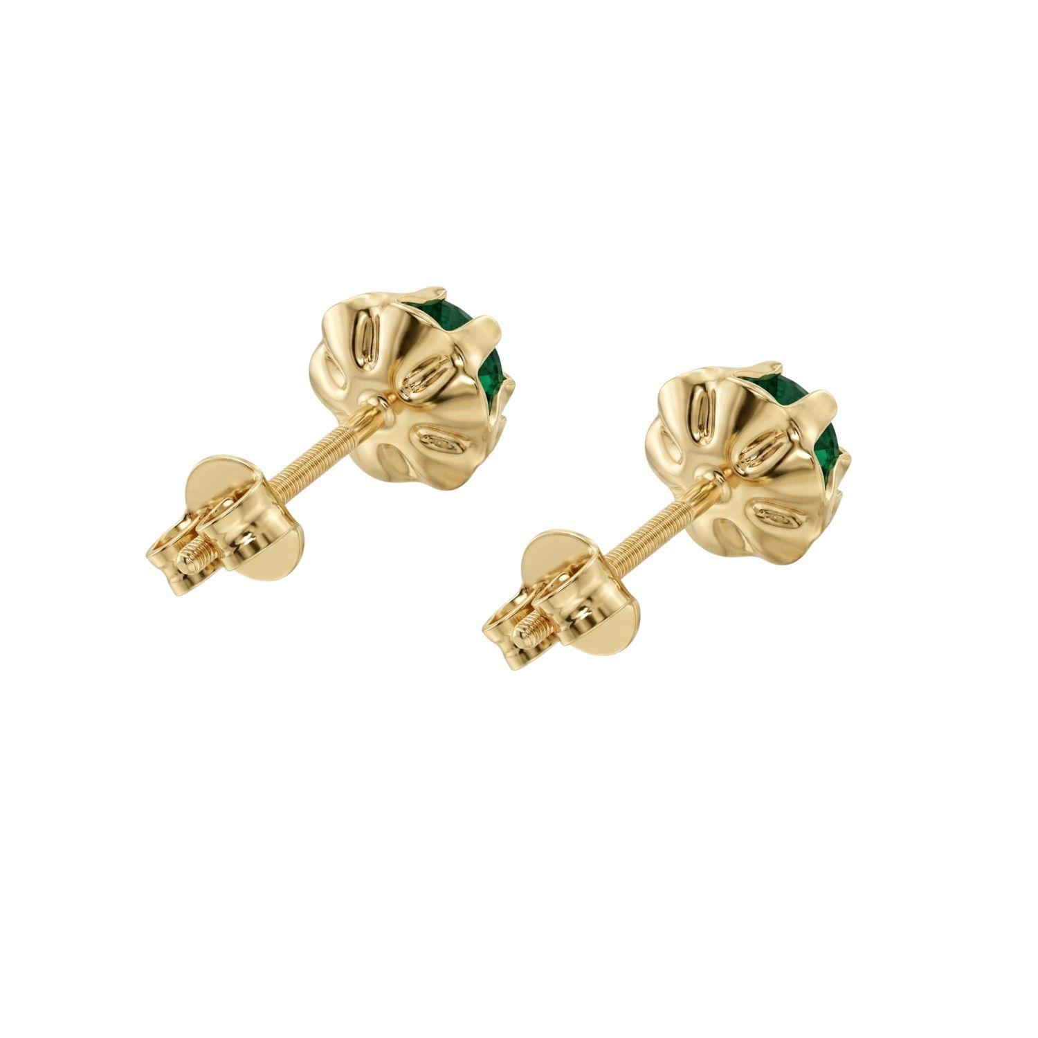 Aros Oro Miel 18kt Solitario con Esmeraldina-2