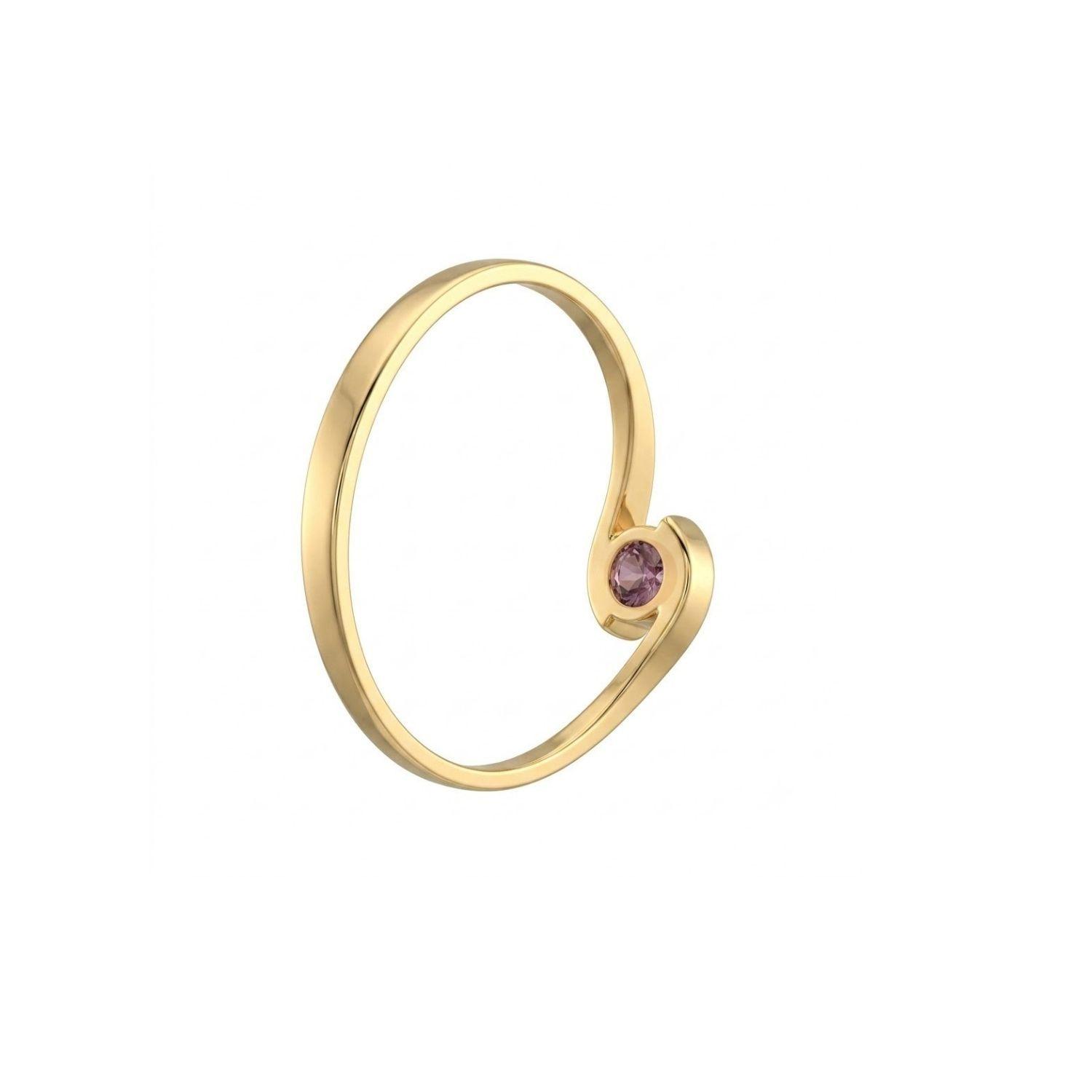 Anillo Oro Miel 18kt Ondas con Amatista-1