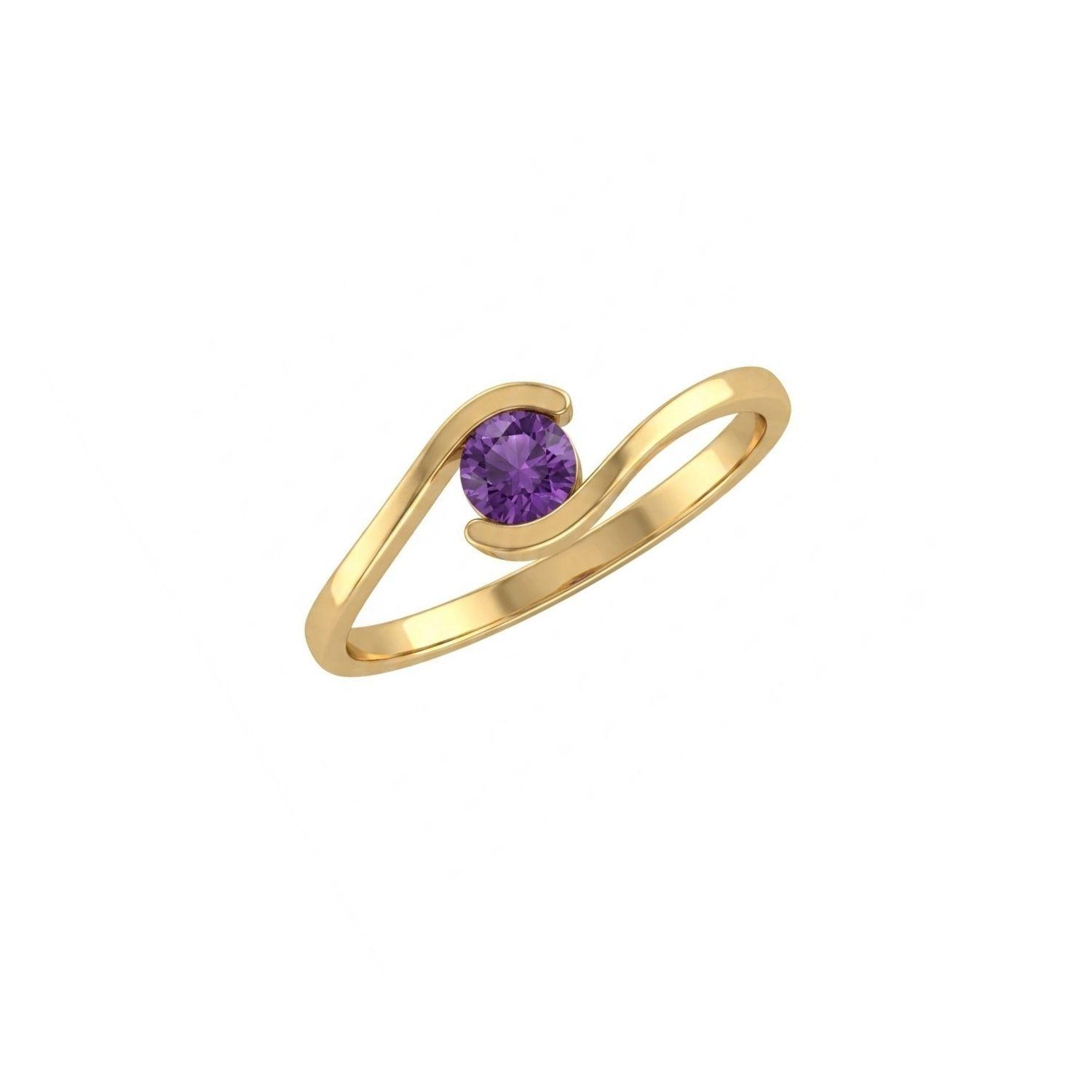 Anillo Oro Miel 18kt Ondas con Amatista-2