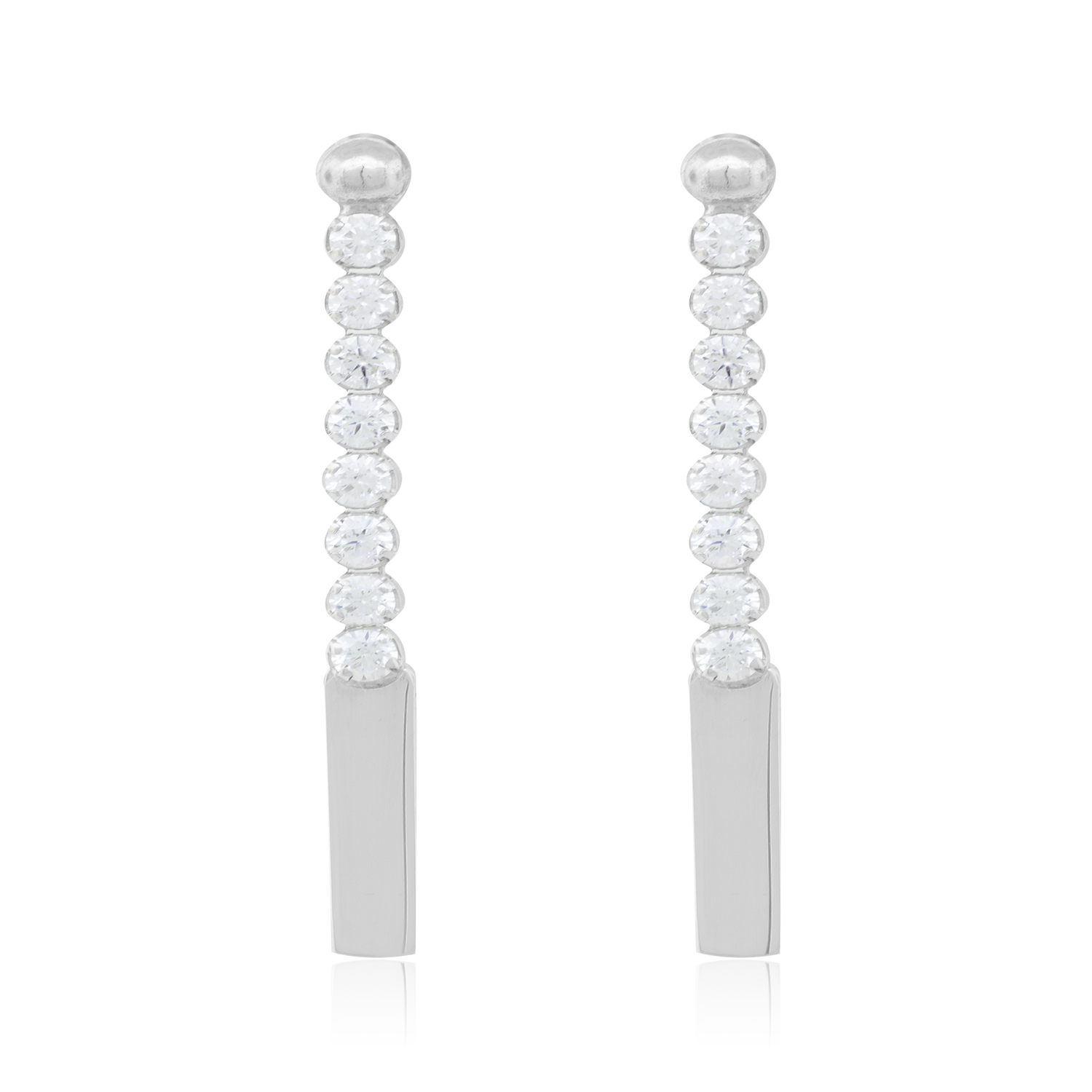 Aros de Plata Esterlina 925 Barra Circon-0