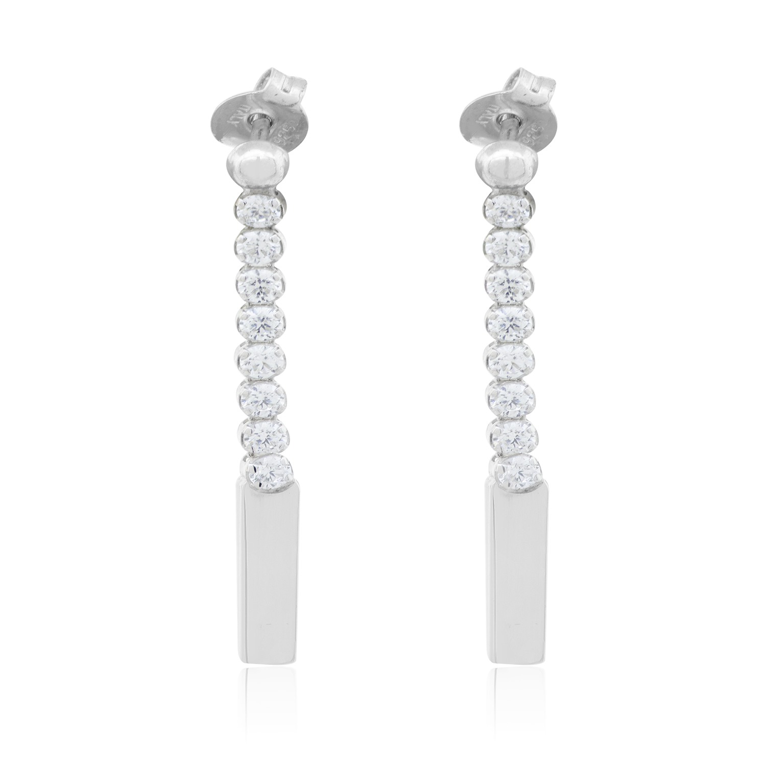 Aros de Plata Esterlina 925 Barra Circon-1