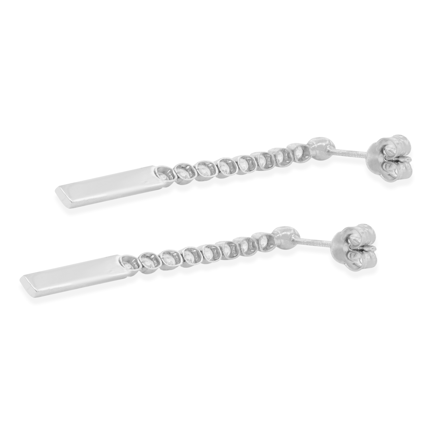 Aros de Plata Esterlina 925 Barra Circon-3