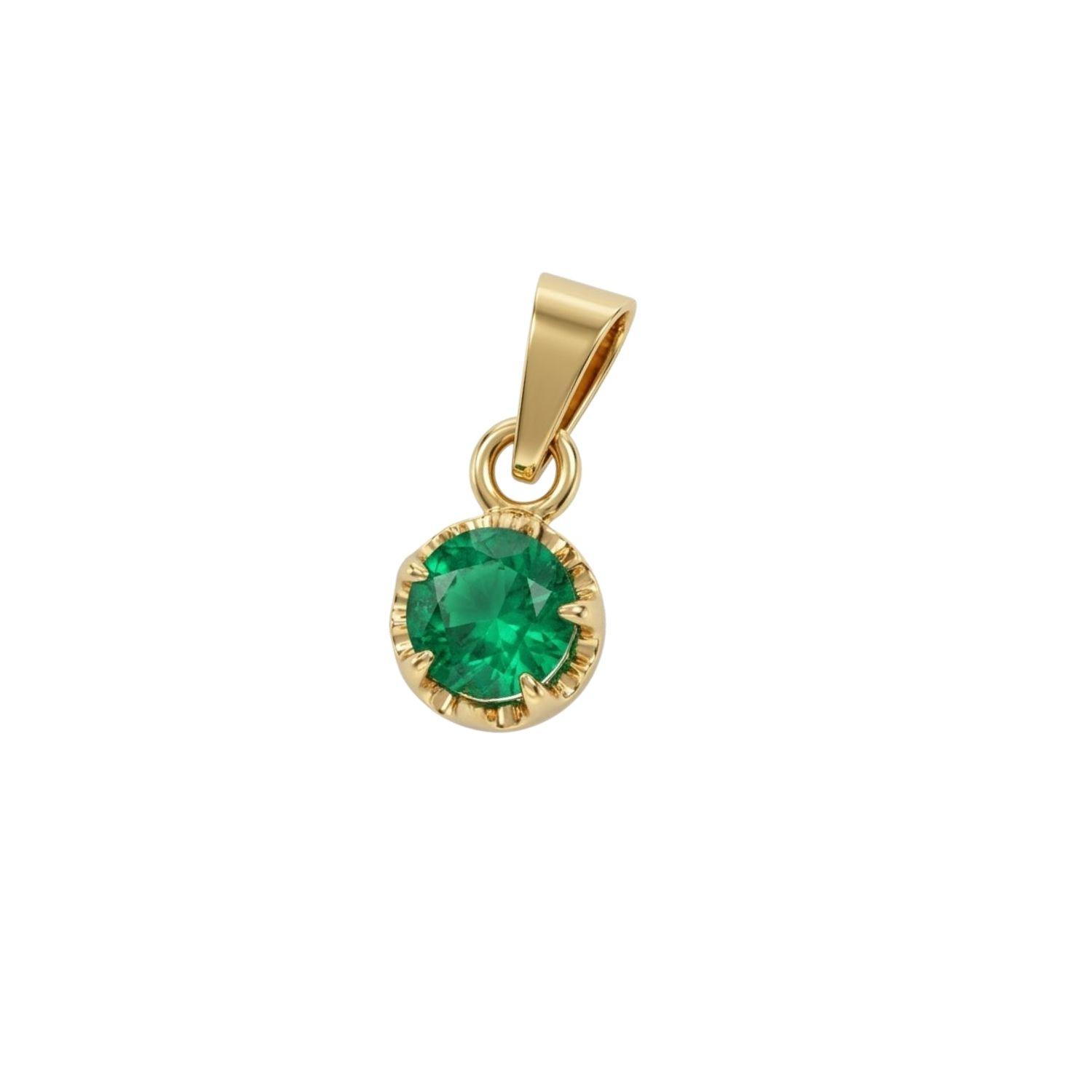 Colgante Oro Miel 18kt Sol con Garras de Esmeraldina 4mm-0