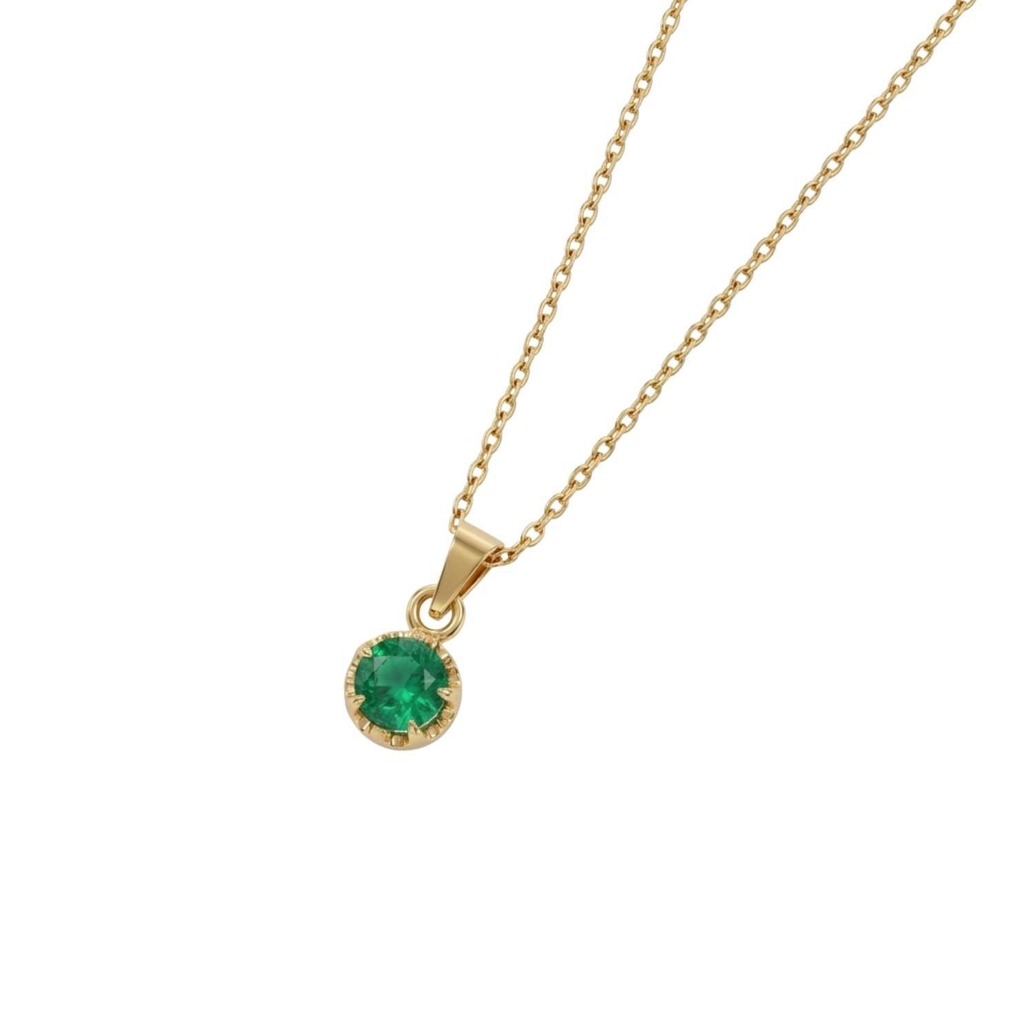 Colgante Oro Miel 18kt Sol con Garras de Esmeraldina 4mm-1