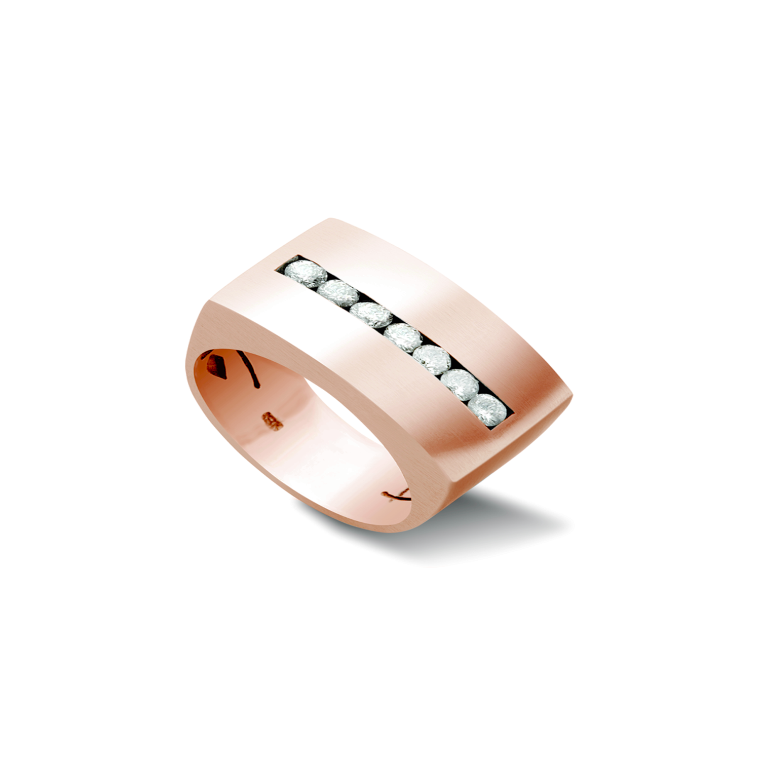 Anillo de Oro Rosado 18kt Modelo Dumo 7 Diamantes de 5puntos cada uno-1