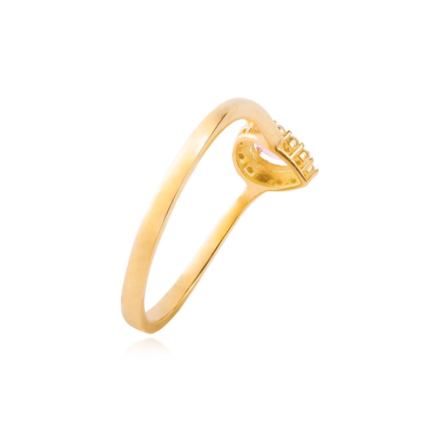 Anillo Compromiso de Oro 18kt Modelo Gota Rosa de Francia & Circón-2